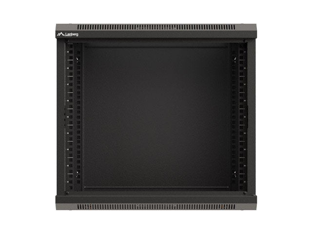 Armario Lanberg Mural Rack 19" 9u 540x350 Flat Pack Negro Puerta Cristal