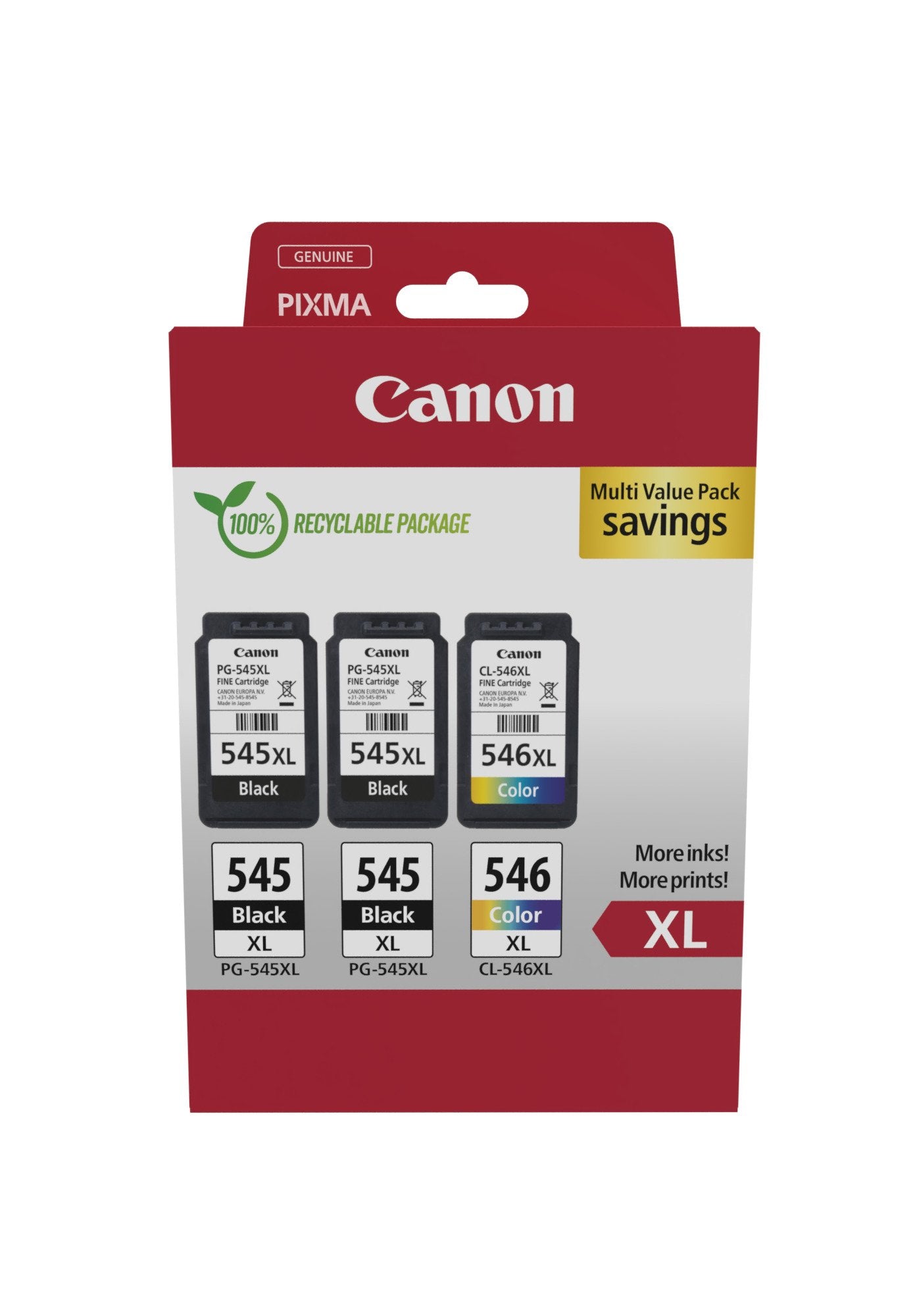 EAN 8714574680026 - Canon 8286B013 cartucho de tinta 3 pieza(s) Original Alto rendimiento (XL) Negro, Cian, Magenta, Amarillo imagen 1