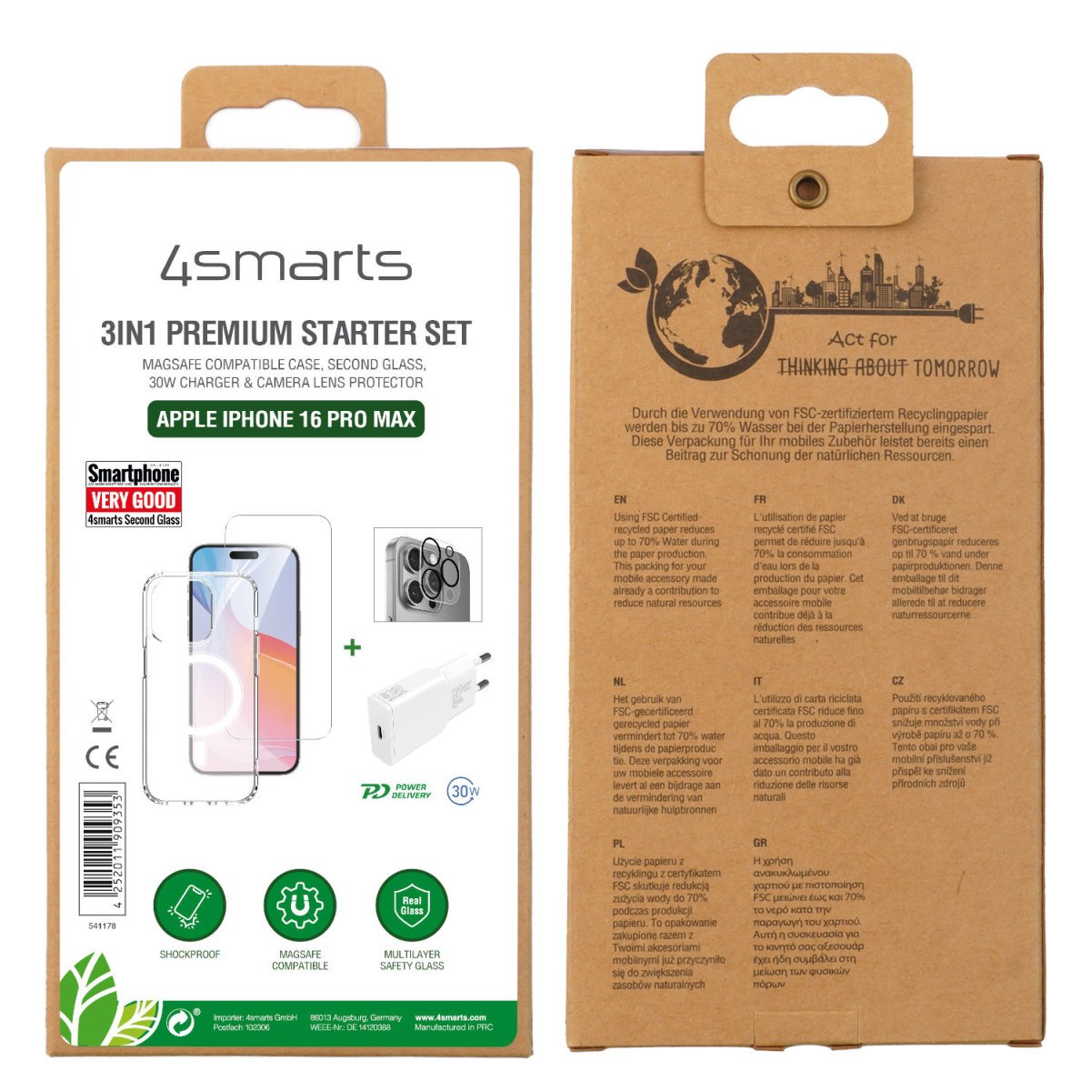 4smarts 3in1 Premium Starter Set Para Apple Iphone 16 Pro Max Magsafe-Kompatibel