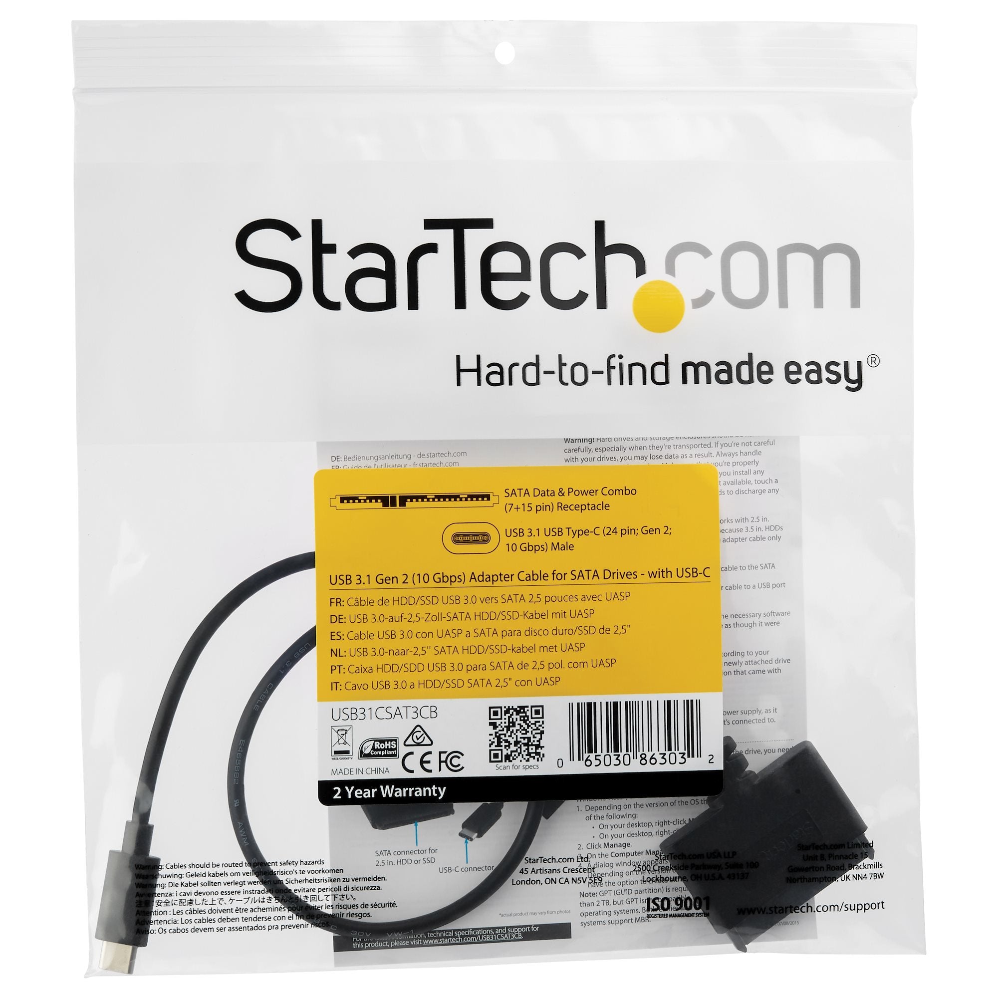 Startech Cable Usb 3.1 10 Gbps A Sata 2,5 Usb-C