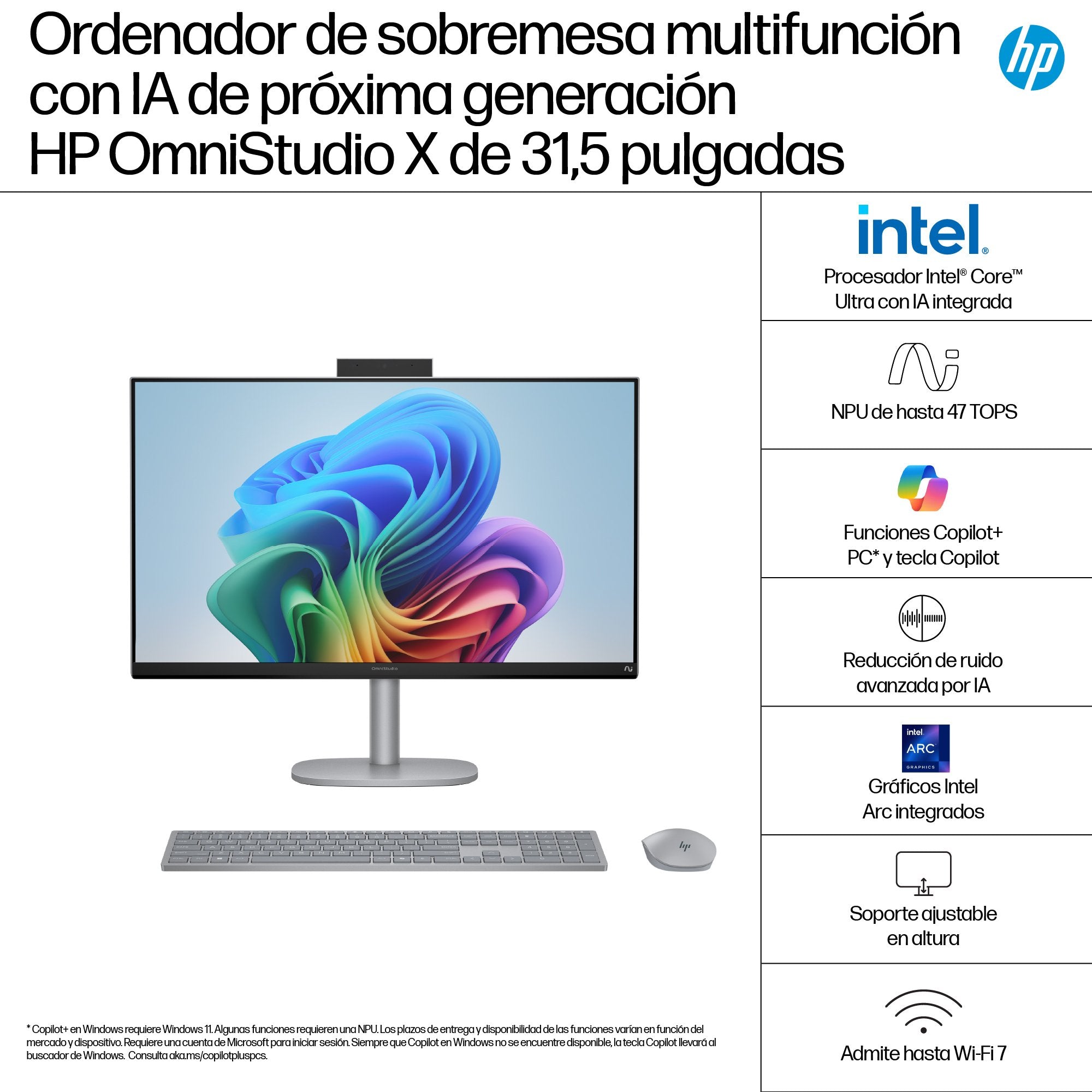 EAN 199896764988 - HP OmniStudio X All-in-One Desktop Next Gen AI 32-c1009ns PC Copilot+ PC Intel Core Ultra 7 258V 80 cm (31 imagen 3