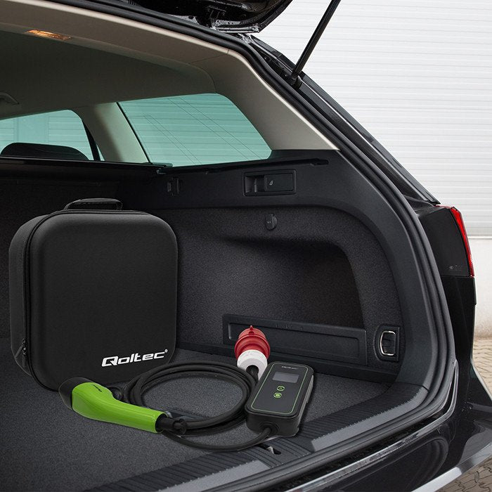 Qoltec Mobilna Ladowarka Do Samochodu Elektrycznego Ev Z Regulacja 2w1 Typ2 11kw Cee 5 Pin Lcd 3 Fazy Przenosna Wallbox 5m