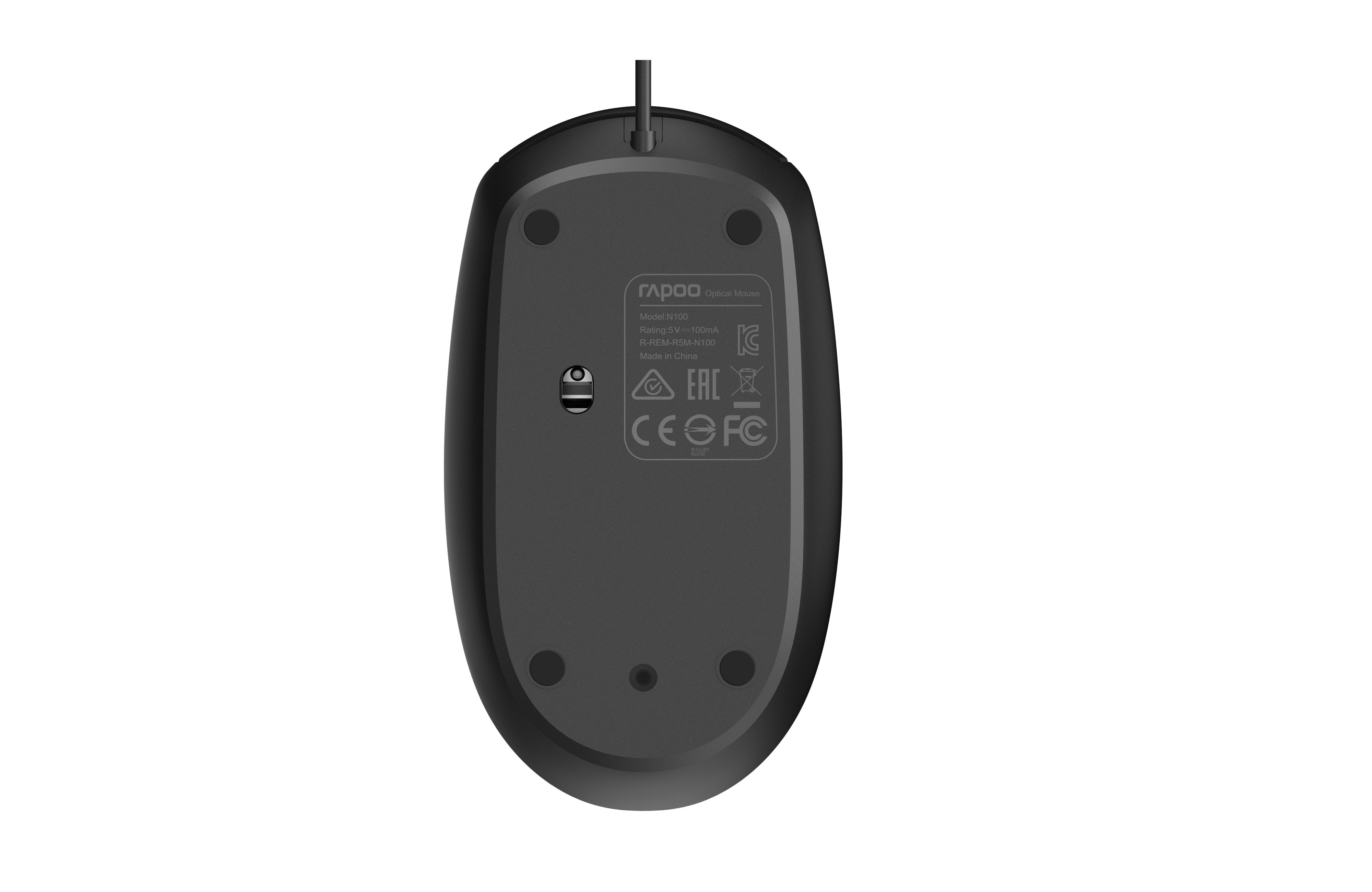 EAN 6940056180506 - Rapoo N100-BK ratón Oficina Ambidextro USB tipo A Óptico 1600 DPI imagen 6