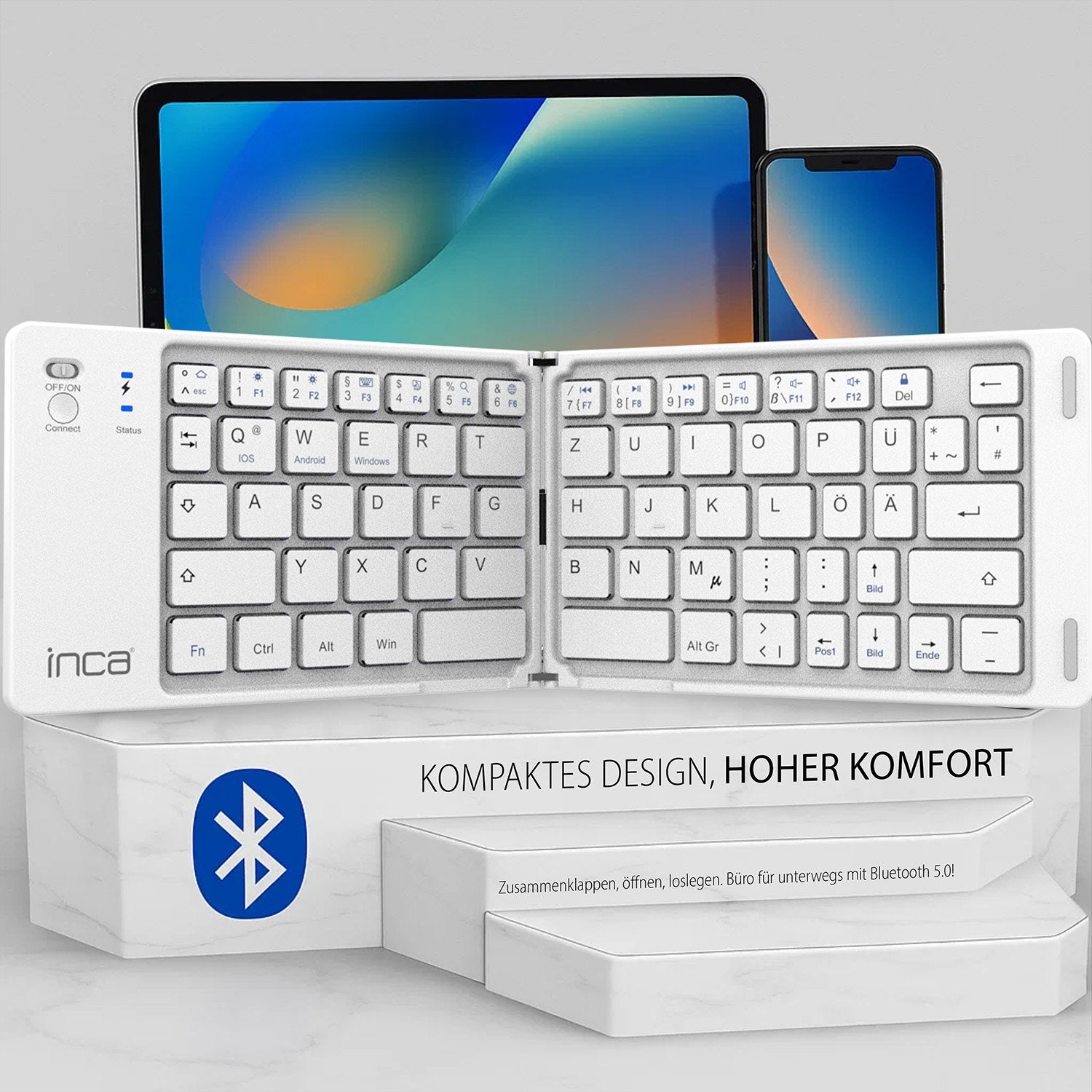 Inca Teclado Ibk-580bt Bt5.0, Faltbar, Schlank, Usb-C