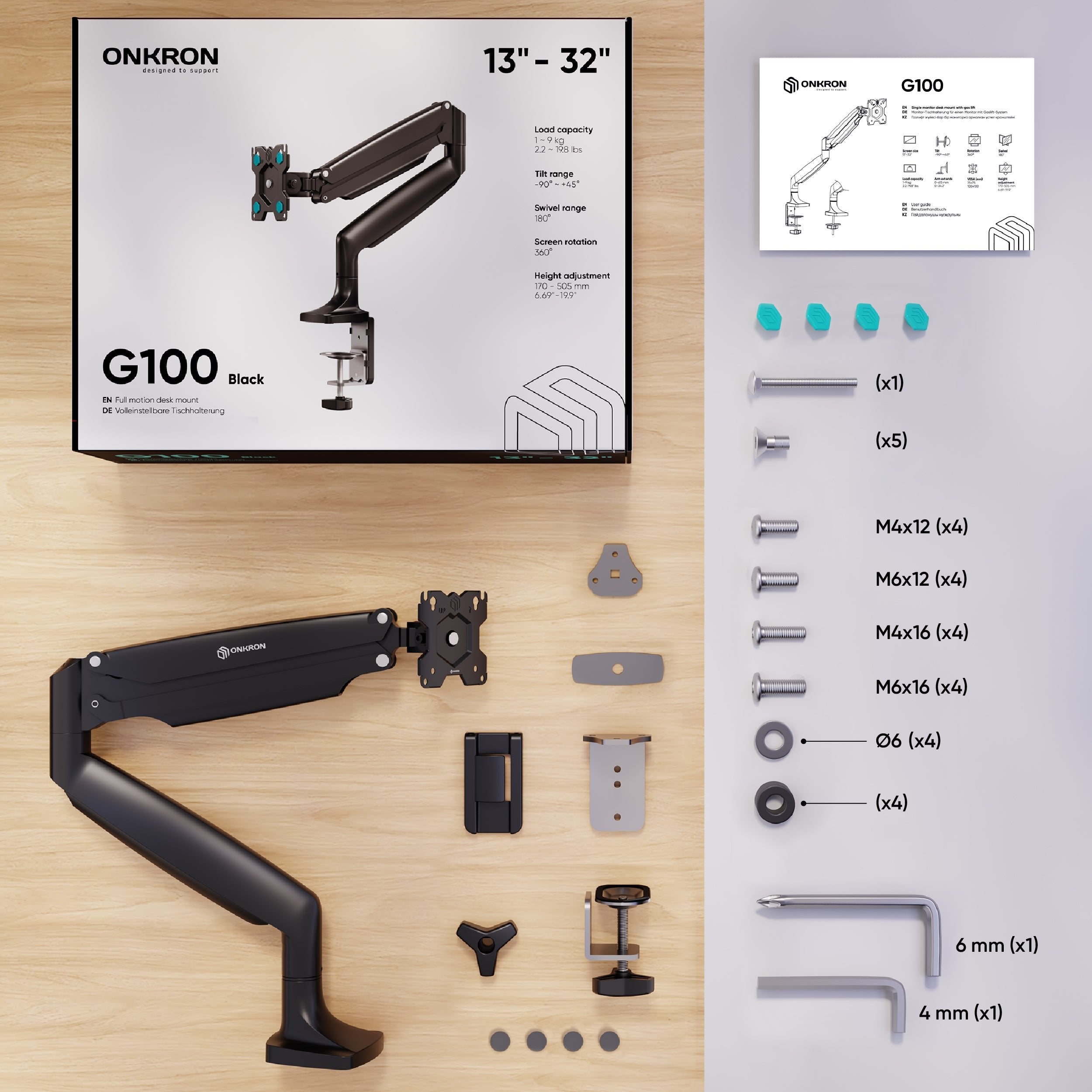 EAN 4603728440699 - ONKRON G100-B soporte para monitor 81,3 cm (32") Escritorio imagen 2