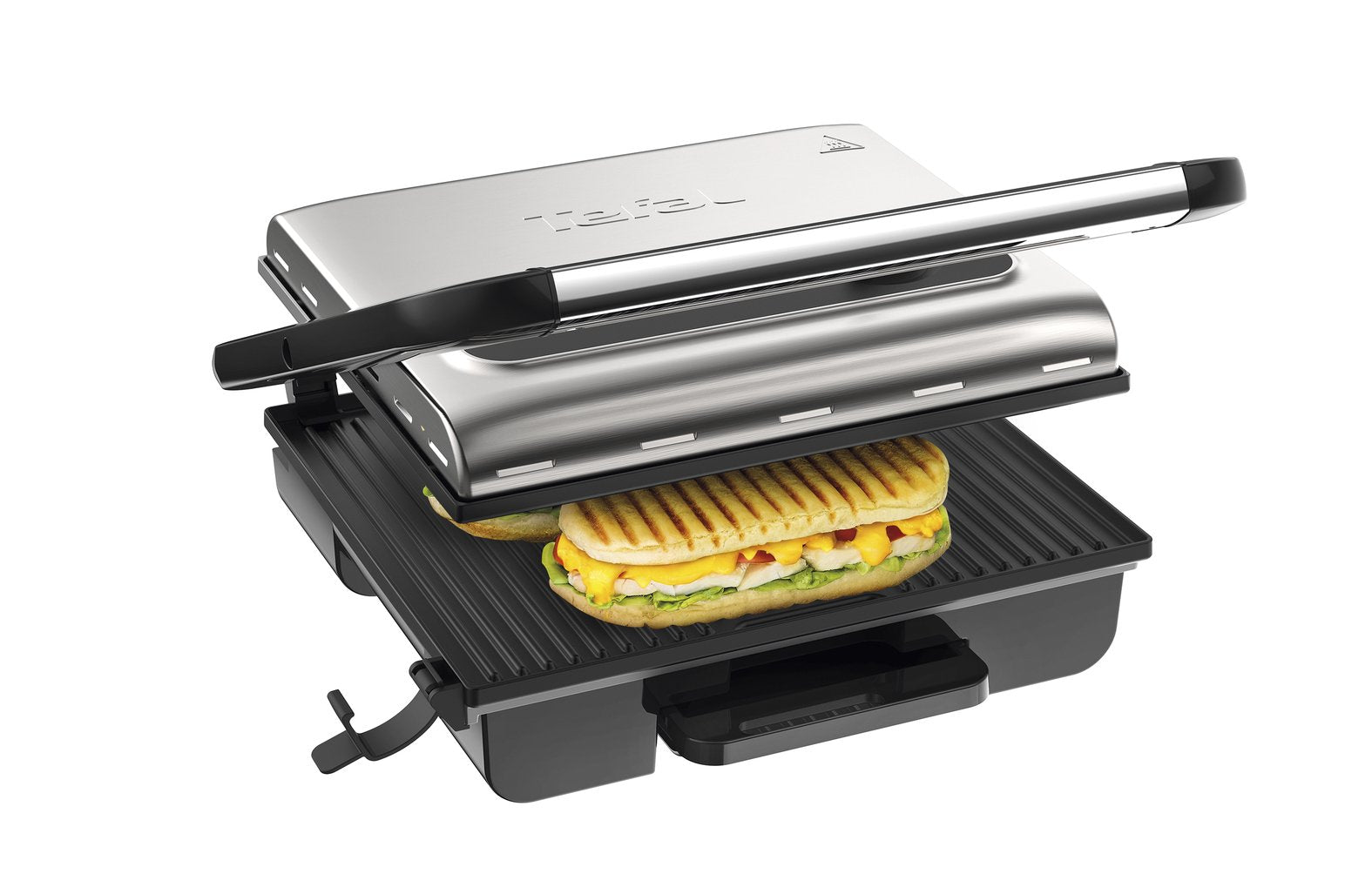Tefal Inicio Gc242d Parrilla Eléctrica De Contacto, Barbacoa De Contacto Acero Fino/Negro, Negro, Acero Inoxidable, Rectangular, Giratorio, 288 X 258 Mm, Tapa Con Bisagra, Listo