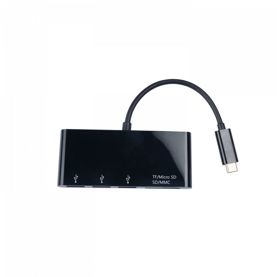 V7 Adattatore Usb Nero Da Usb-C Maschio A 3 X Usb 3.0 A Femmina, Micro Sd, Sd/Mmc
