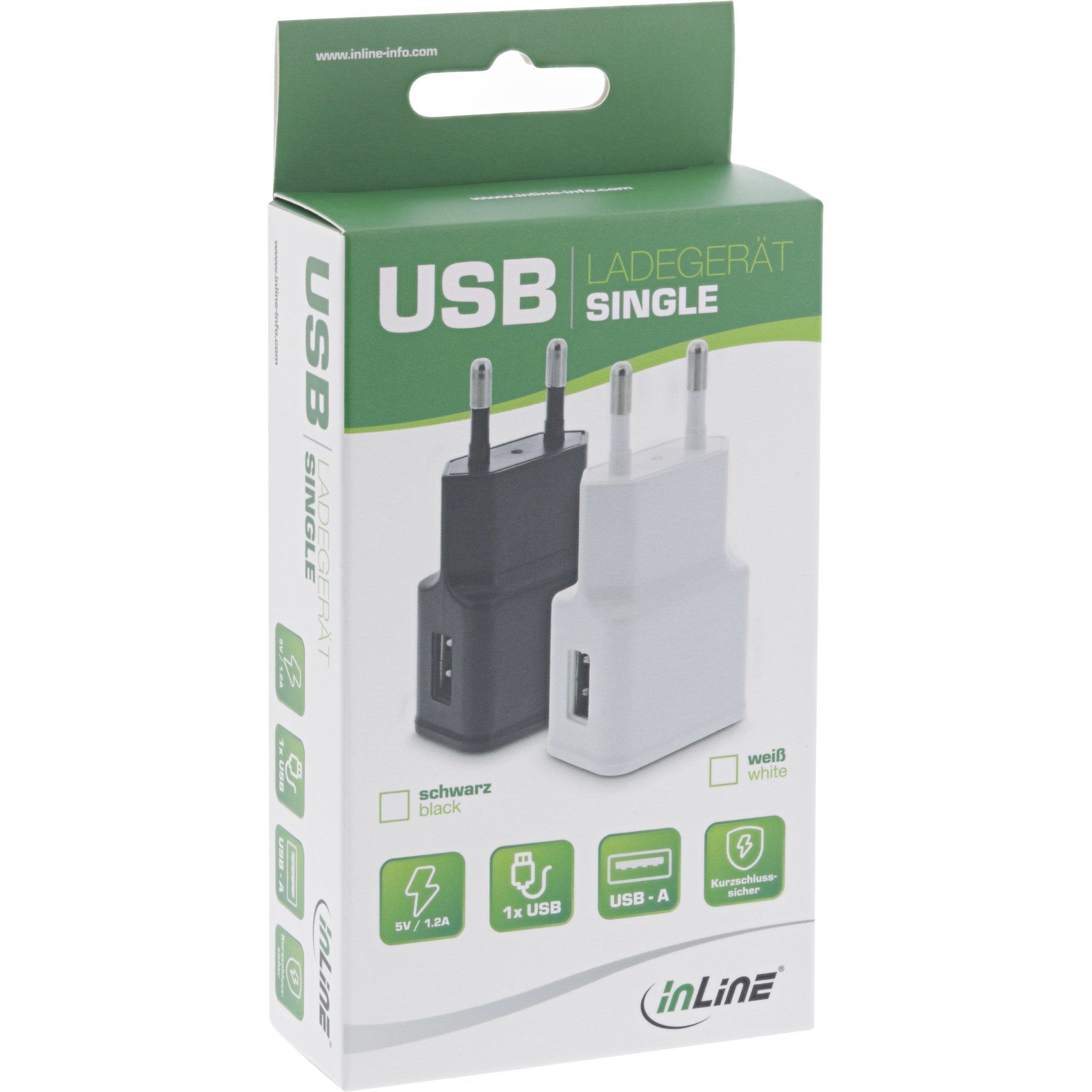 Cargador Pared Usb Inline , 100-240 V A 5 V/1,2 A Blanco
