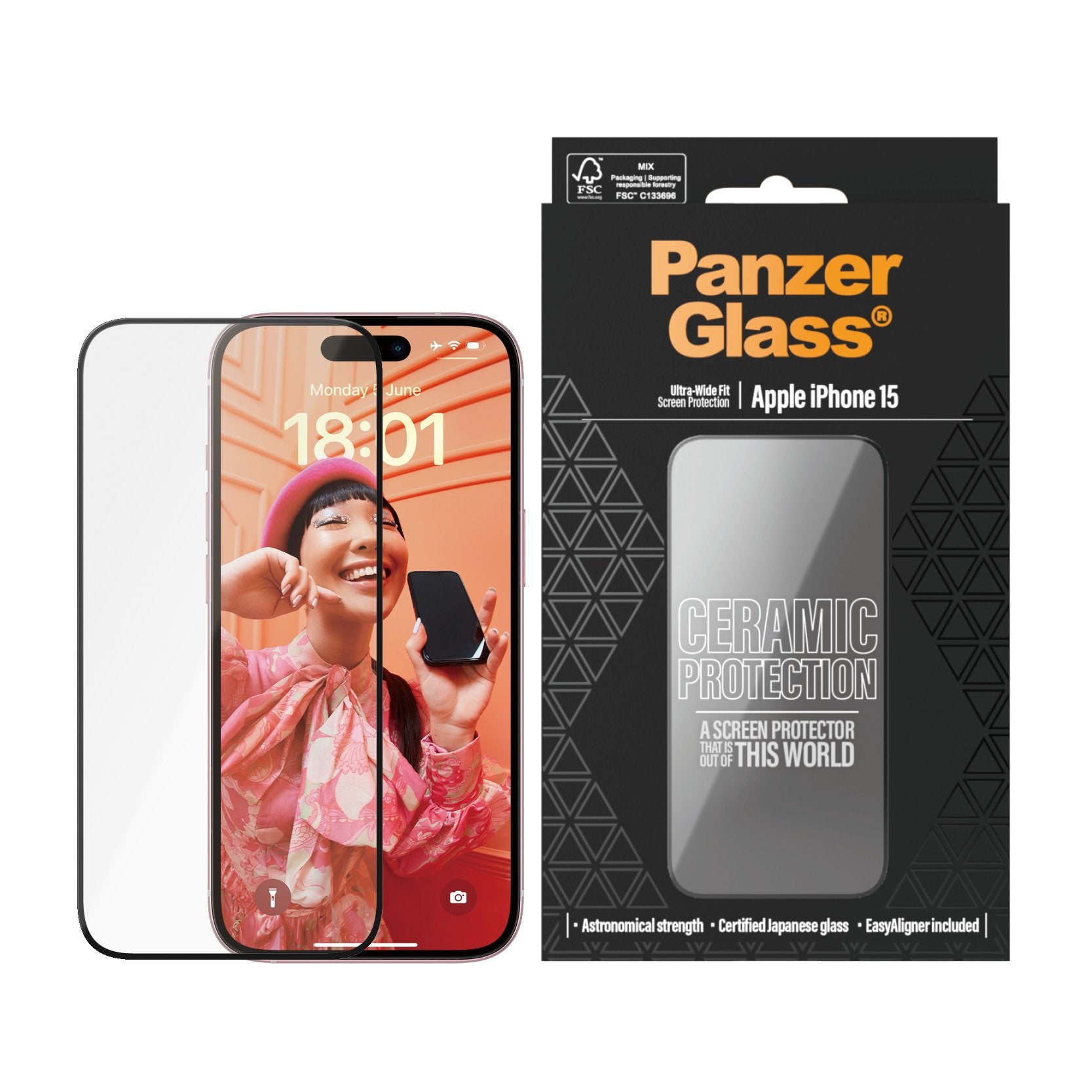 EAN 5711724028373 - PanzerGlass ® Ceramic Protection for iPhone 15 | Ultra-Wide Fit w. EasyAligner Protector de pantalla Appl imagen 2