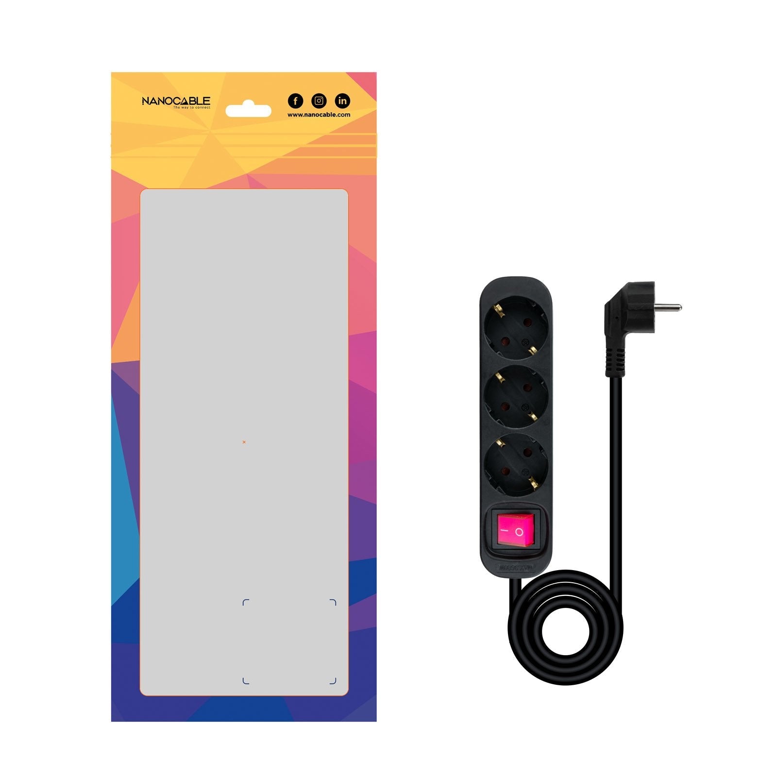 Nanocable Regleta 3 Tomas Interruptor 1.4m - Negro