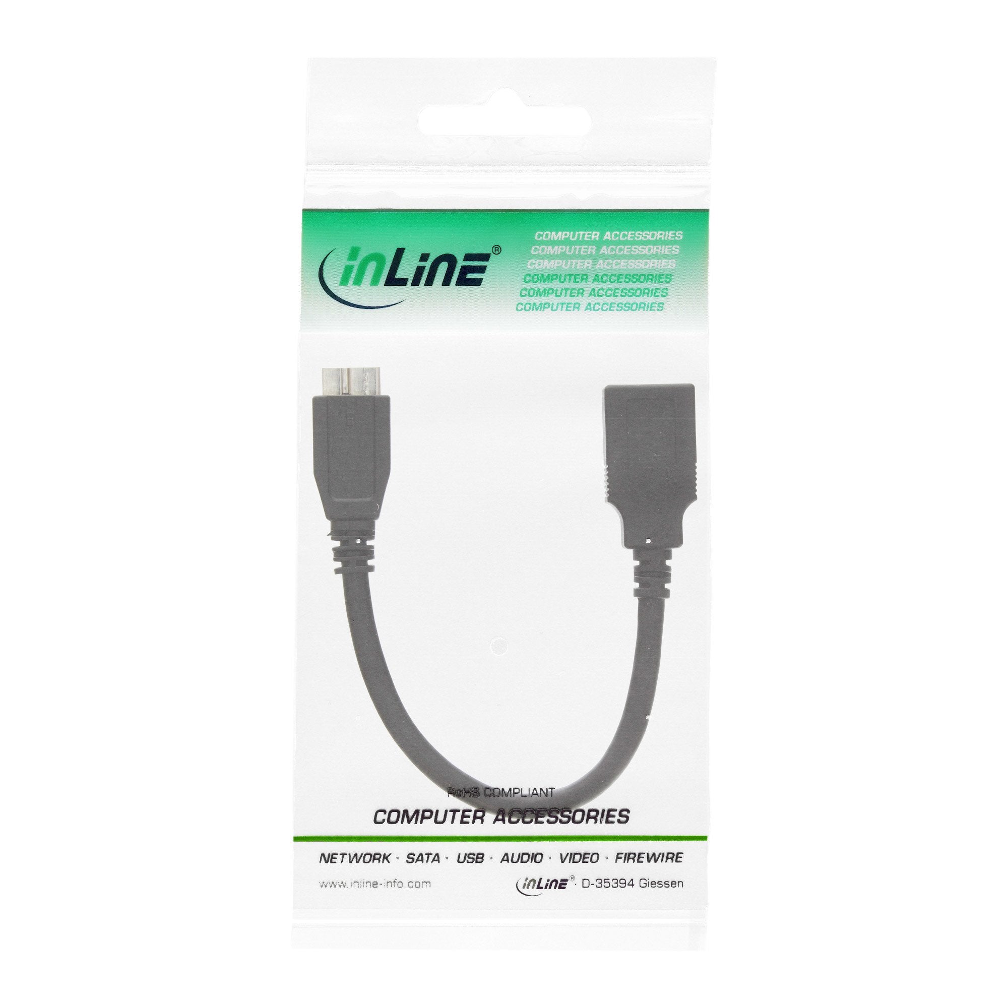 EAN 4043718220304 - InLine 31609 cable USB 0,15 m USB A Micro-USB B Negro imagen 2