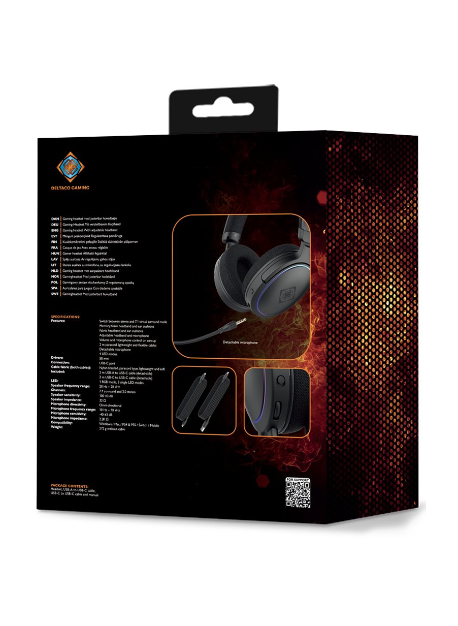 Deltaco Gaming Headset Comfort Usb Mit 7.1 Surround