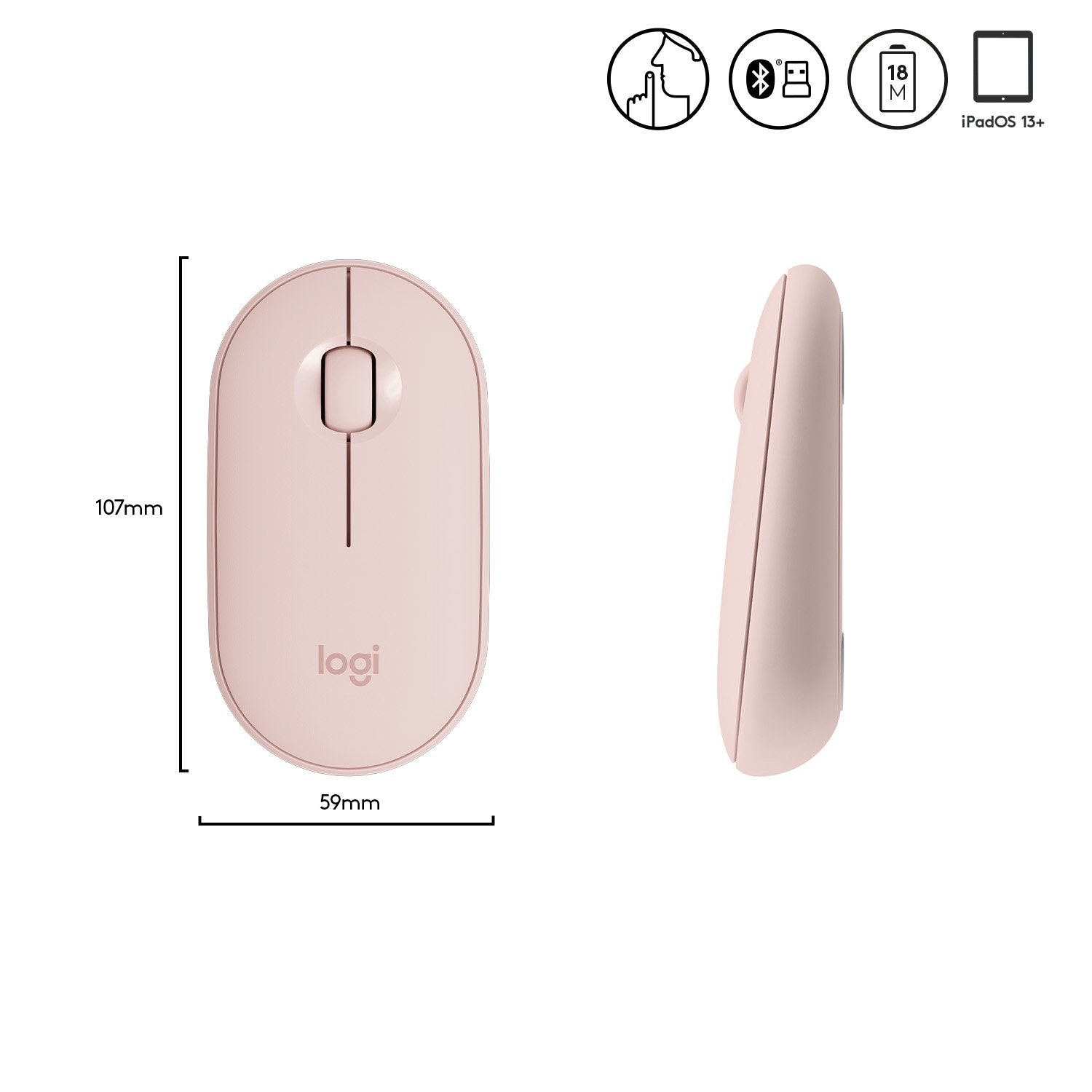 Ratón Inalámbrico Logitech Pebble M350 Rosa 910-005717
