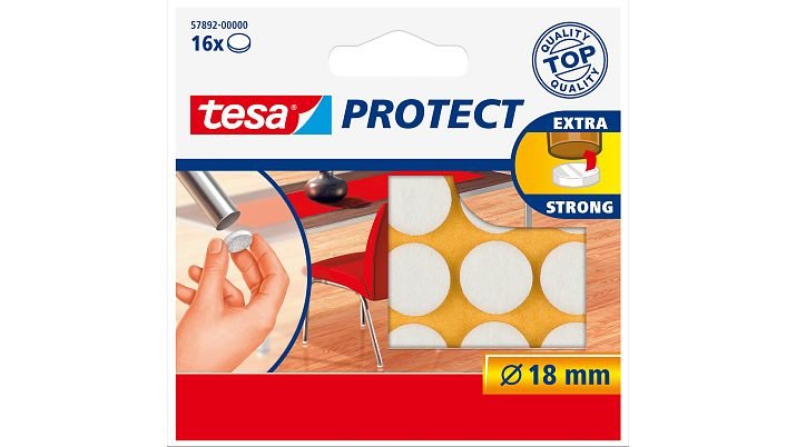 Deslizadores De Fieltro Tesa Protect Redondos 18 Mm Blancos 16ud.
