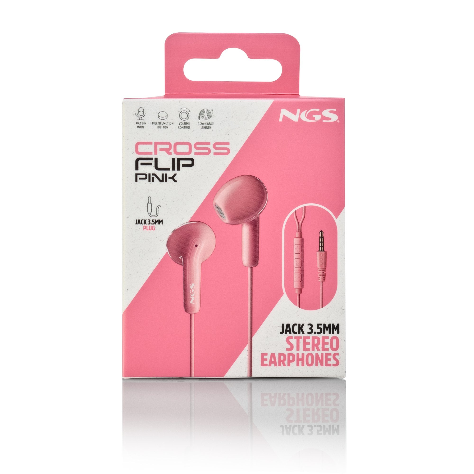 Auriculares Intrauditivos Ngs Cross Flip Con Micrófono Jack 3.5 Rosas