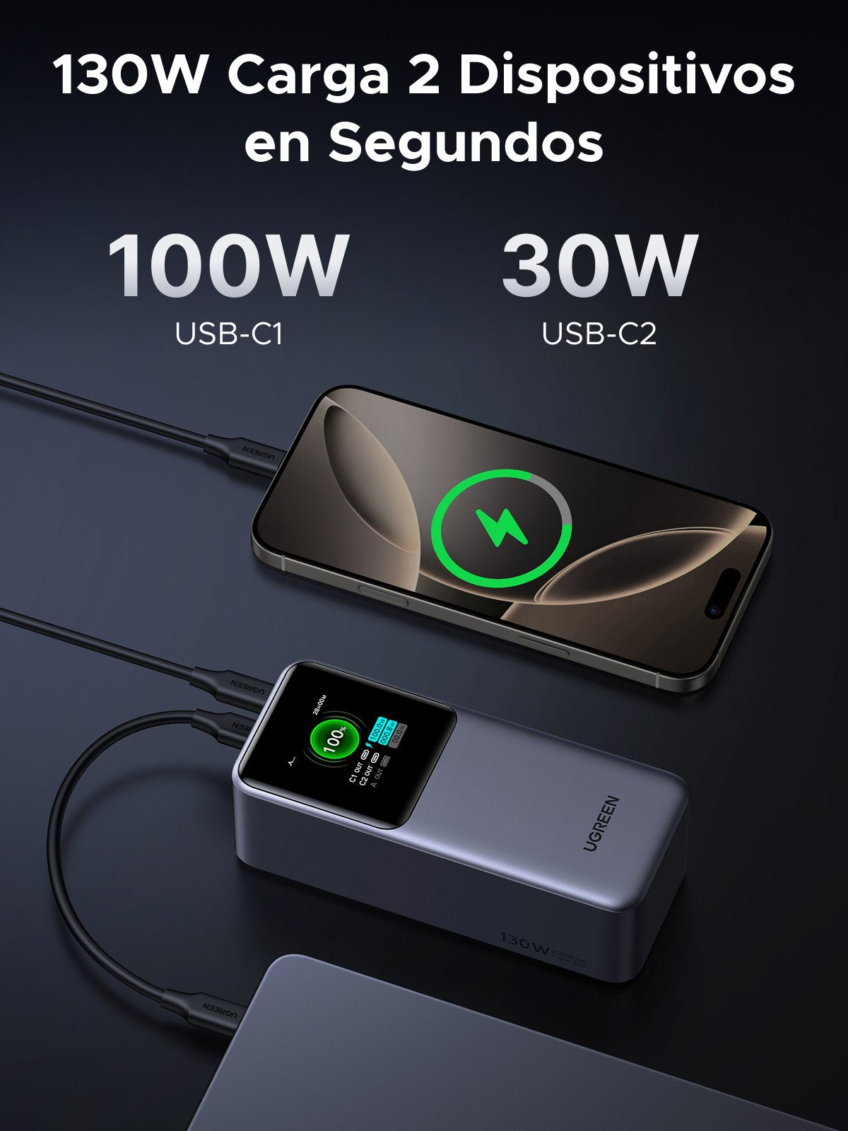 EAN 6941876242924 - Ugreen 20000mAh 130W Fast Charging Powerbank Litio Gris imagen 23