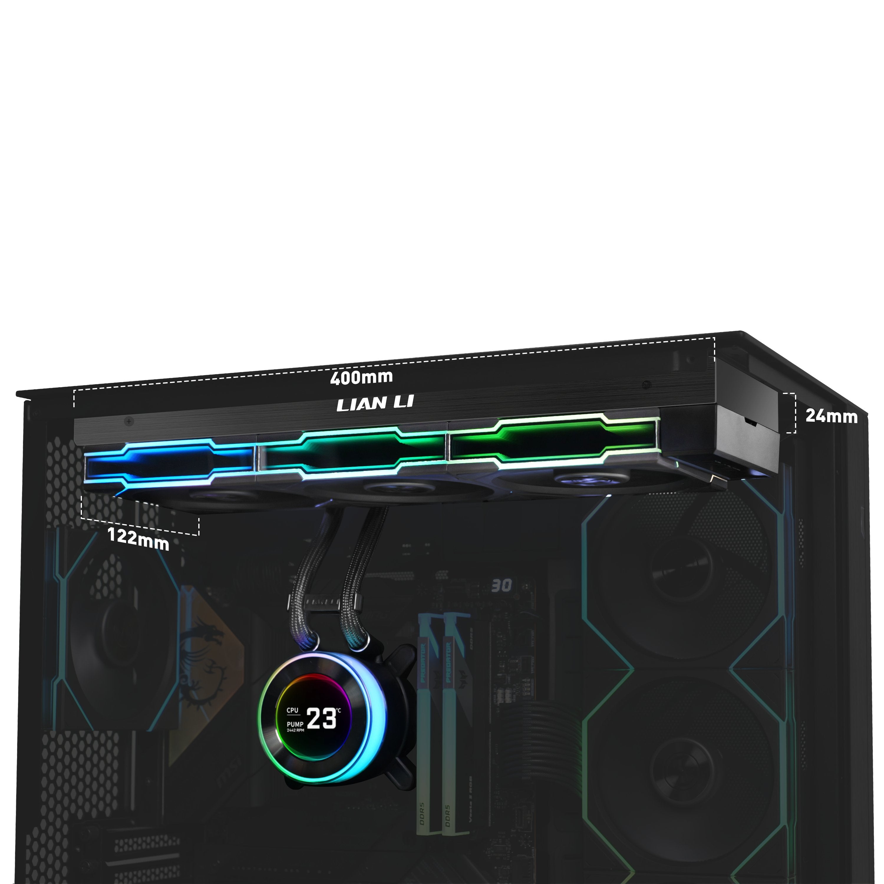 EAN 4718466018014 - Lian Li GA II Hydroshift II LCD-C 360TL Procesador Sistema de refrigeración líquida todo en uno 12 cm Neg imagen 3