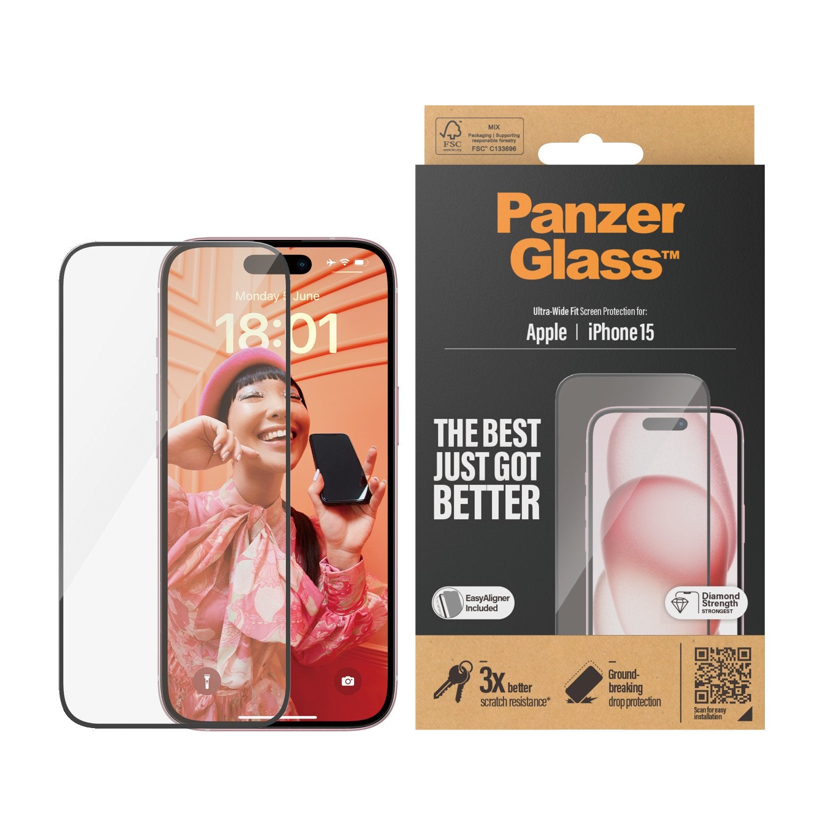 EAN 5711724028090 - PanzerGlass ® Screen Protector iPhone 15 | Ultra-Wide Fit w. EasyAligner Protector de pantalla Apple 1 pi imagen 2