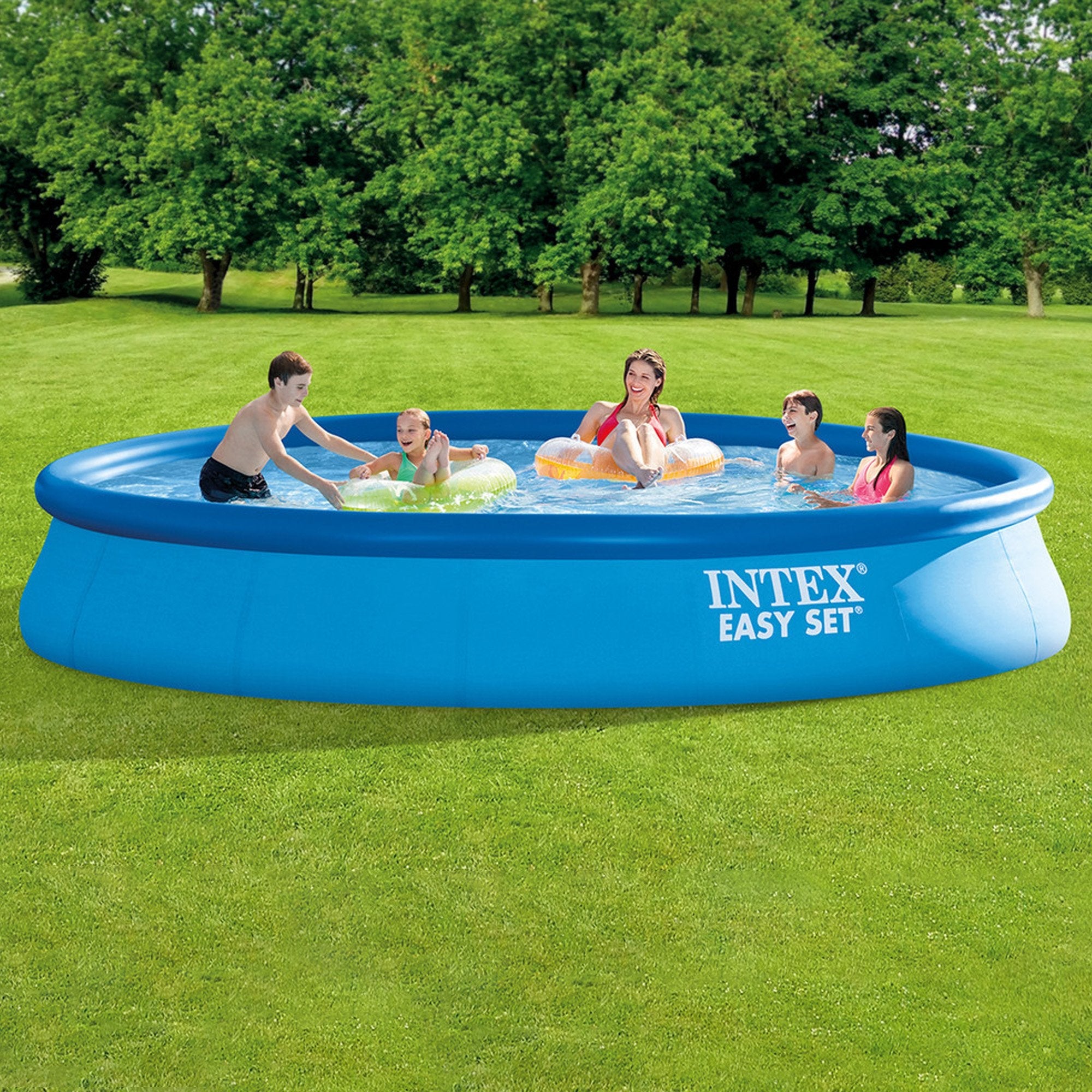 Intex 26166 Piscina Sobre Suelo Piscina Hinchable Círculo 12430 L Azul