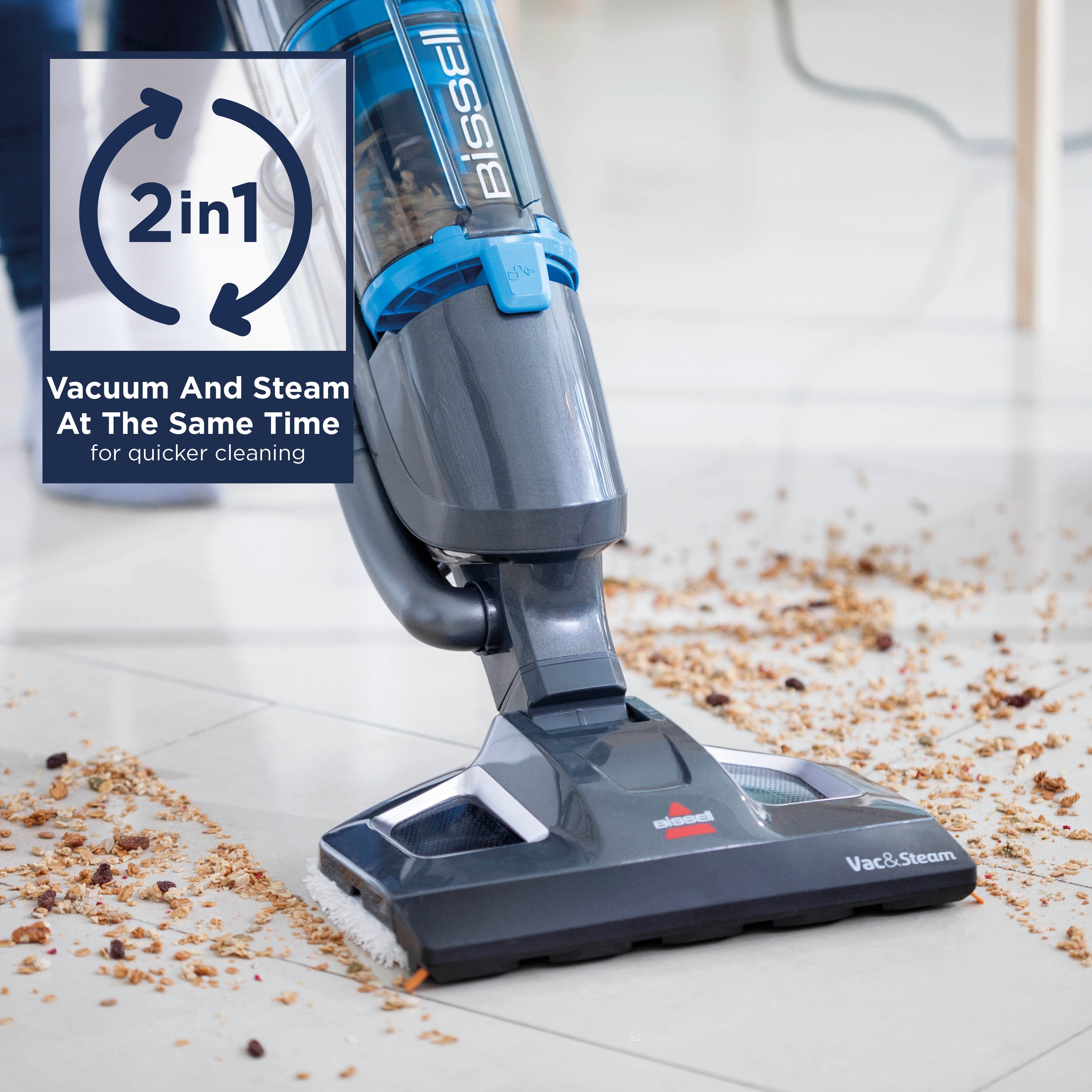 EAN 11120235340 - Bissell Vac & Steam Fregona a vapor 1,35 L 1600 W Azul, Titanio imagen 2