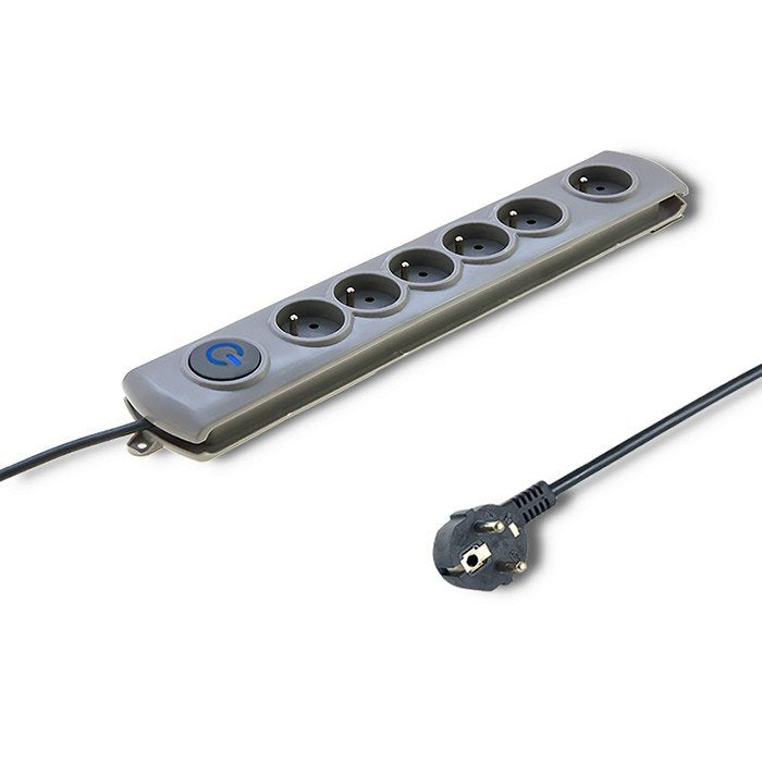 EAN 5901878501659 - Qoltec 50165 limitador de tensión Gris 6 salidas AC 230 V 1,8 m imagen 1