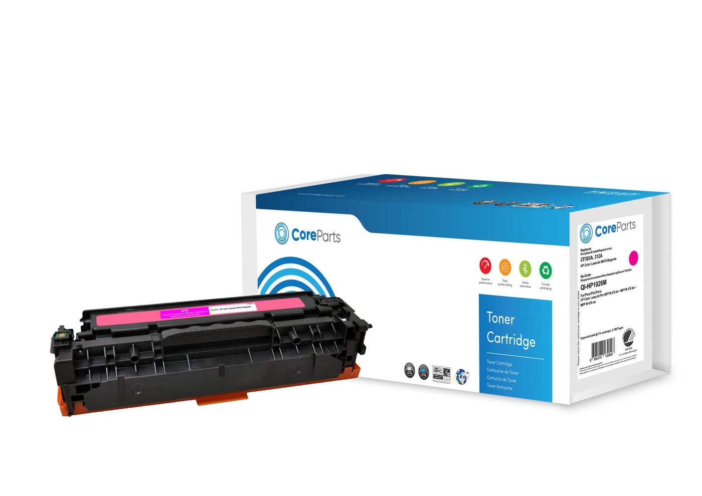 EAN 5704174132547 - CoreParts QI-HP1026M cartucho de tóner 1 pieza(s) Compatible Magenta imagen 1
