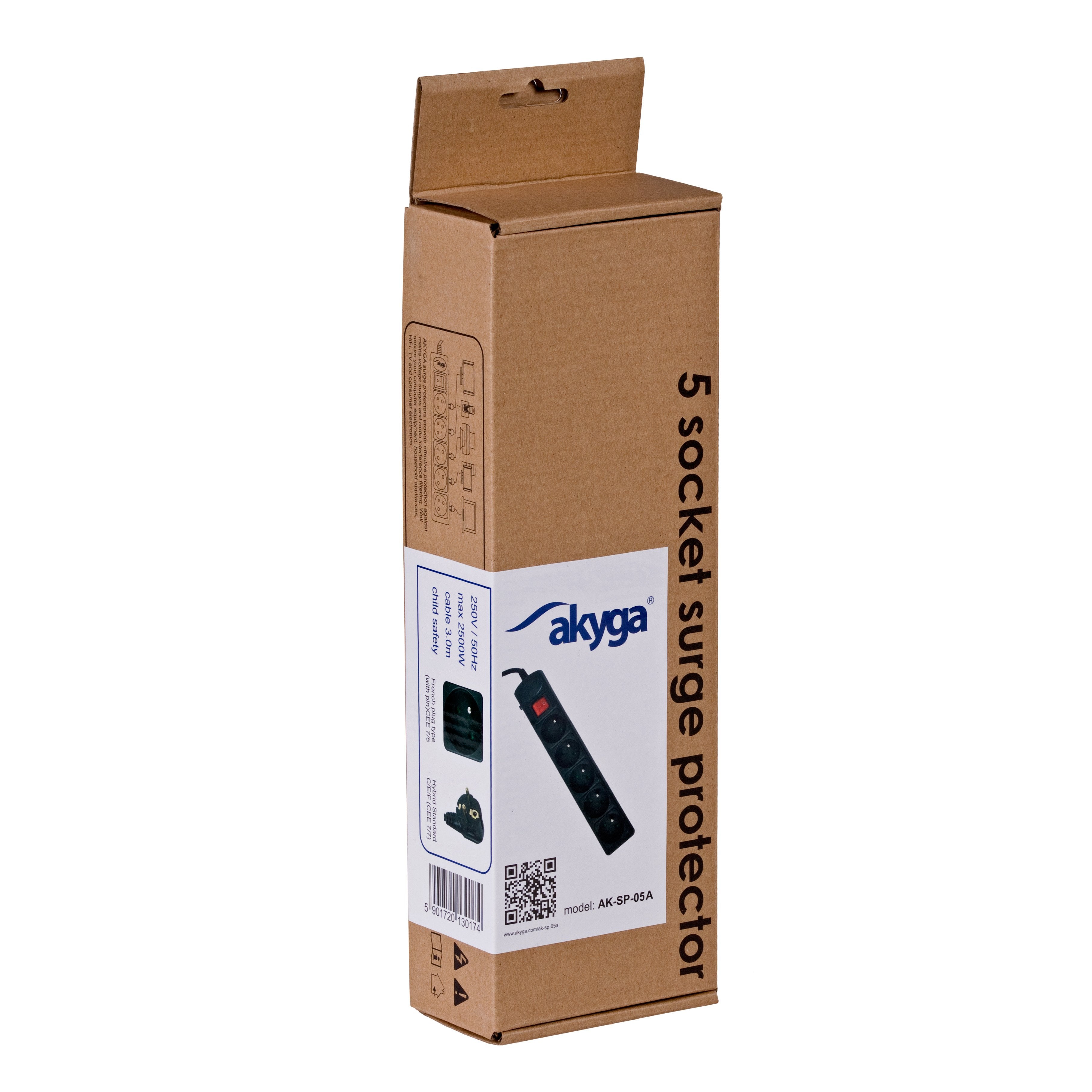 EAN 5901720130167 - Akyga Surge protector AK-SP-05A 1,8m 5 outlets CEE7/5 +switch Negro imagen 4