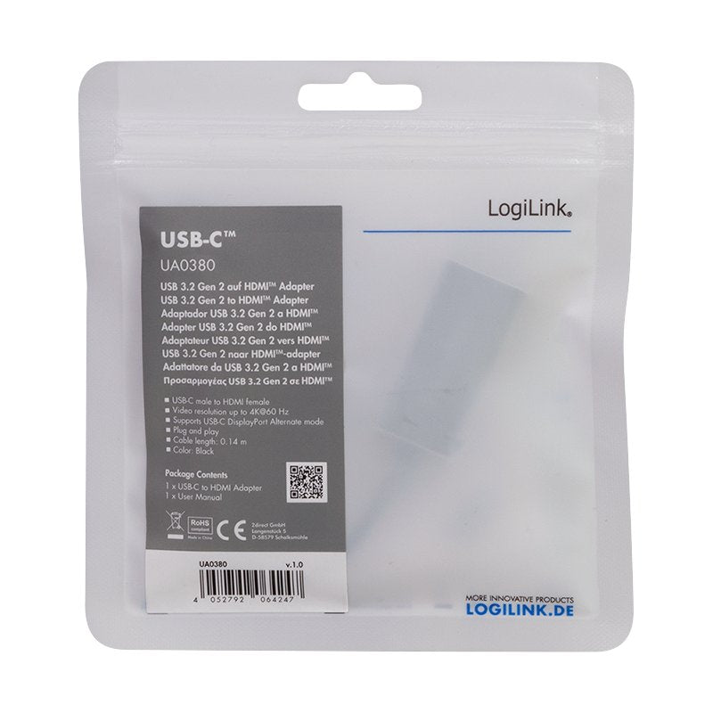 Adaptador Usb C Macho A Hdmi Hembra 0.15m 4k/60hz, 1080p Negro Logilink