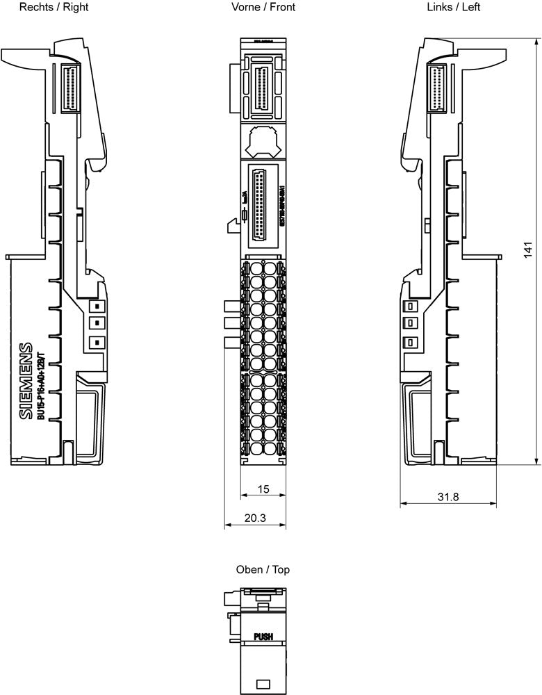 Siem Simatic Et 200sp 6es7193-6bp40-0ba1 Baseunit Bu15-P16+A0+12b T