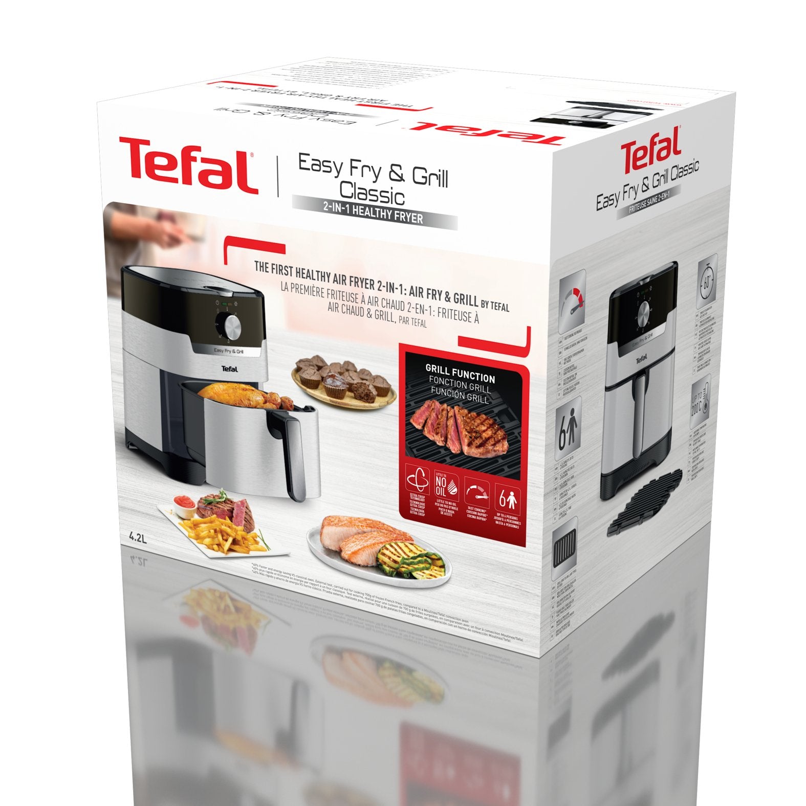 EAN 3045380024441 - Tefal Easy Fry & Grill EY501A Sencillo 4,2 L Independiente 1550 W Freidora de aire caliente Negro, Acero imagen 11