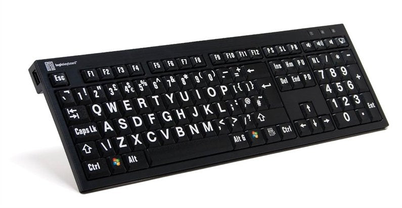 Logickeyboard Xl-Print Blanco On Negro Fr (Pc Nero)
