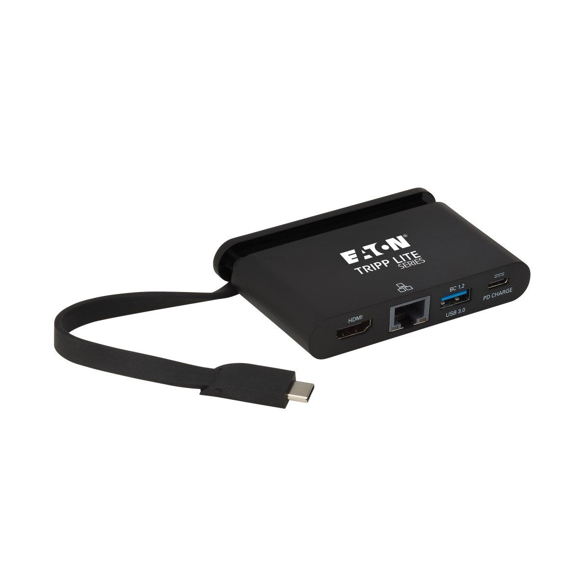 Eaton Tripp Lite Usb-C Multiport Adapter 4k Hdmi Usb-A Gbe Self-Storing Cable 100w Pd Charging Black