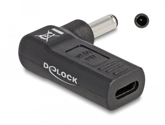 Delock 60007 Adaptador Para Cable De Carga De Ordenador Portátil Usb Type-C Hembra A Dell 4,5 X 3,0 Mm Macho En Ángulo De 90°