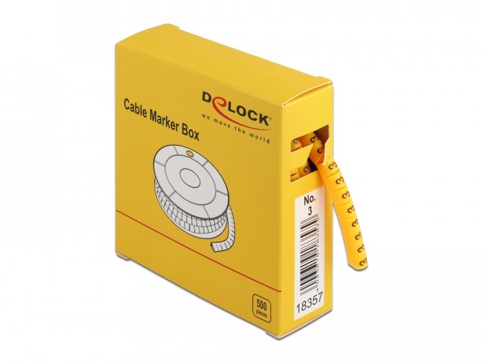Delock Cablemarker Box, Nr: 3, Gelb, 500 Stück