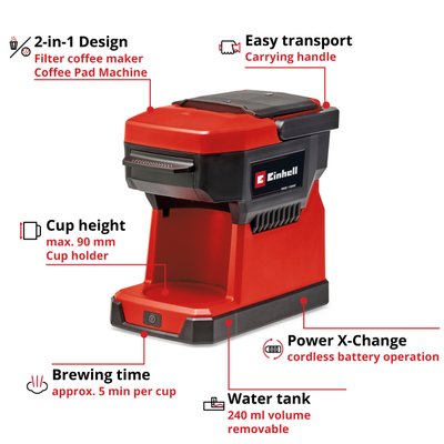 EAN 4006825672510 - Einhell TE-CF 18 Li-Solo Semi-automática Cafetera de filtro 0,24 L imagen 3