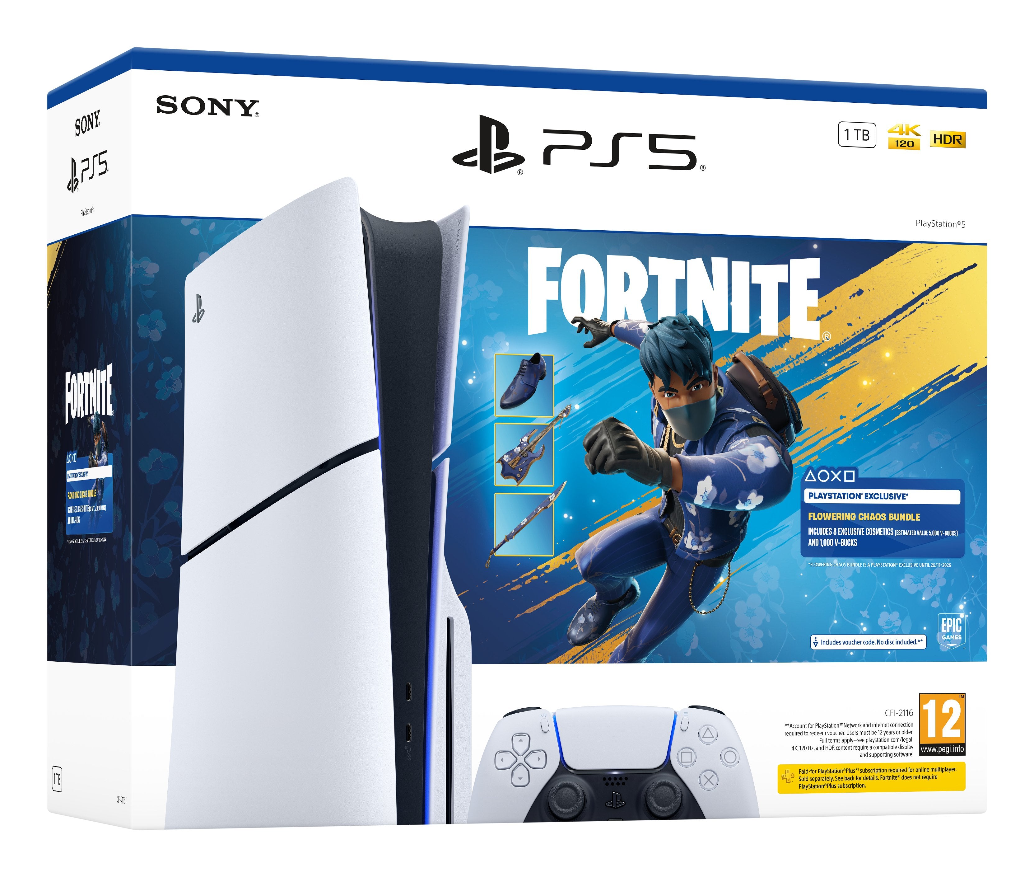 EAN 0711719021711 - Sony PlayStation 5 - Fortnite Flowering Chaos Bundle 1 TB Wifi Negro, Blanco imagen 1