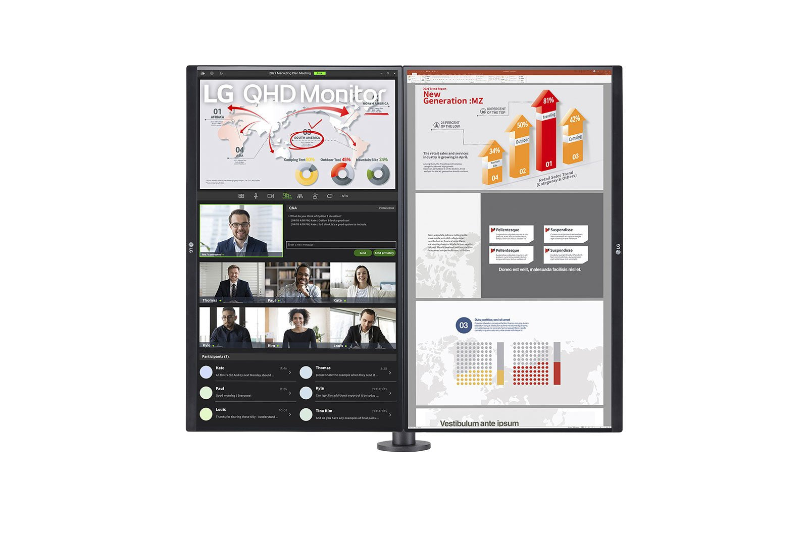 Lg 27" 27qp88dp-Bs Qhd Ergo Monitor Usb-C Hdmi Dp Negro Ips