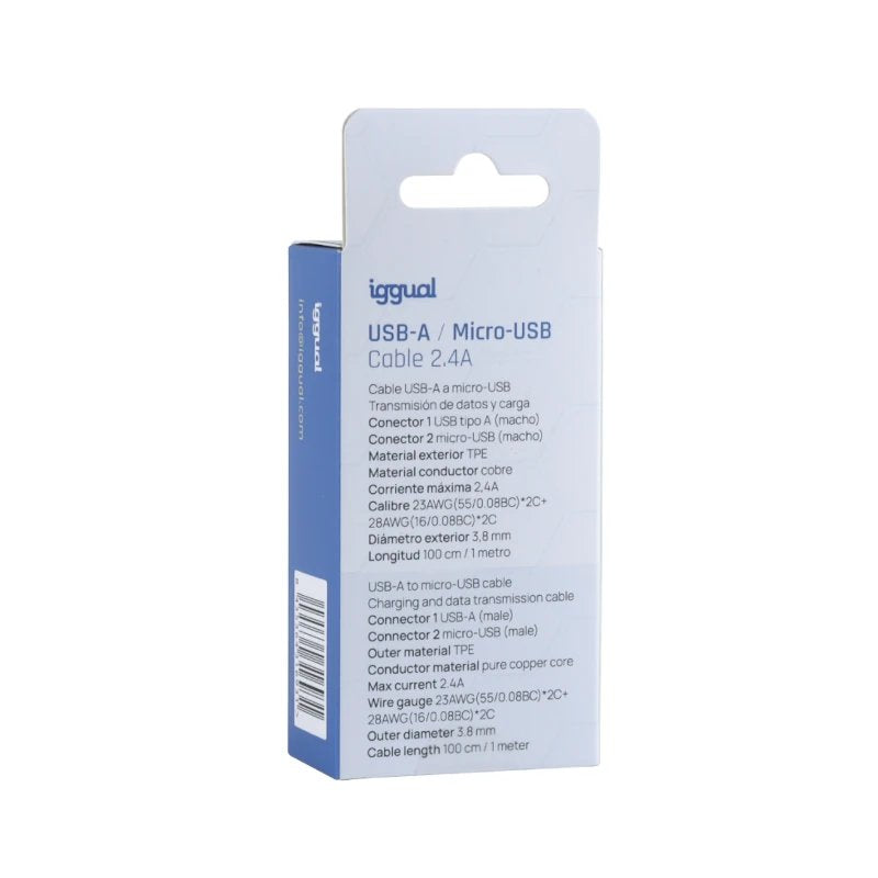 Iggual Cable Usb-A/Micro-Usb 100 Cm Blanco