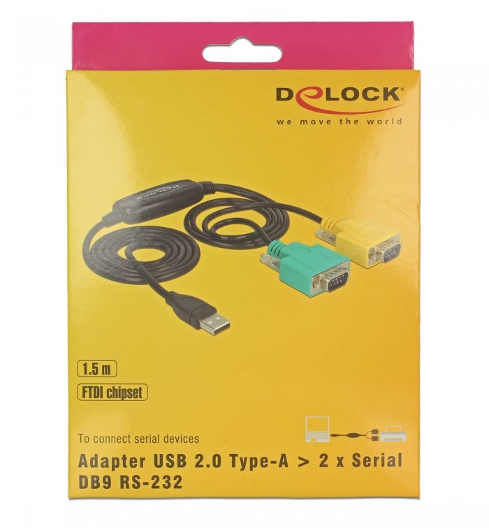 EAN 4043619634668 - DeLOCK 63466 cable de serie Negro, Verde, Amarillo 1,5 m USB tipo A DB-9 imagen 5