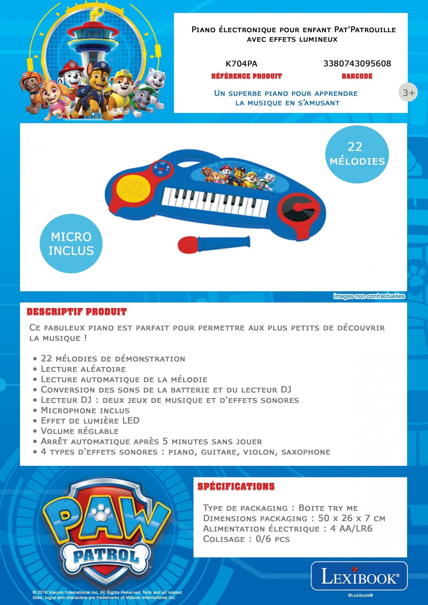 EAN 3380743095608 - Lexibook Paw Patrol K704PA juguete musical imagen 2