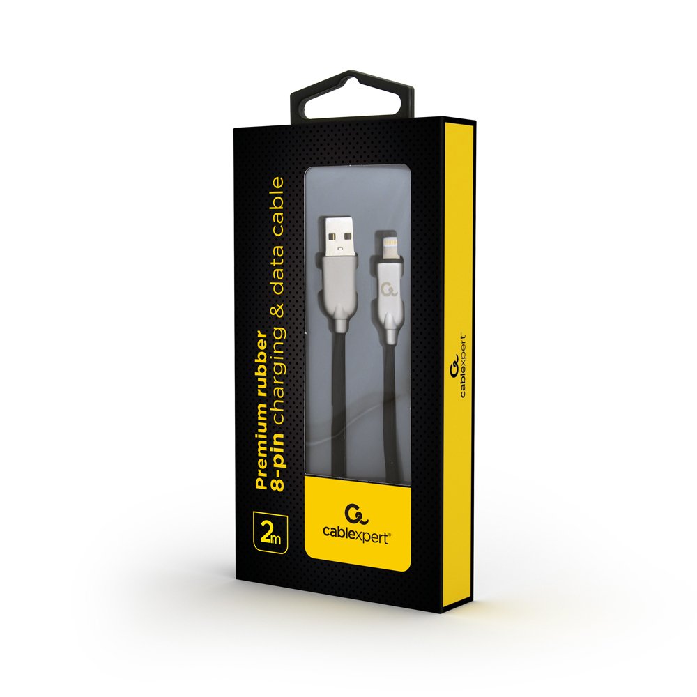 Gembird Cc-Usb2r-Amlm-2m Cable De Datos Y Carga Premium Lightning 2 M, Negro