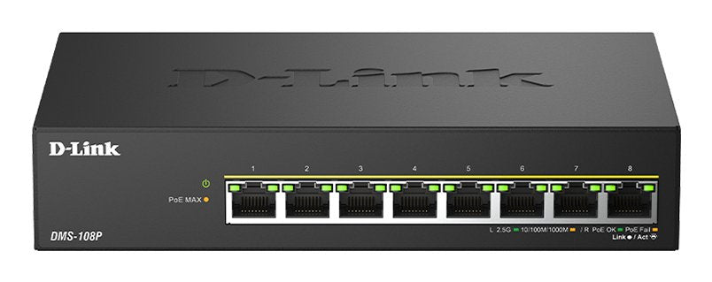 Switch No Gestionable Dlink Dms-108p 8p Multigigabit Poe++ 2,5g Carcasa Metalica Sobremesa No Rack