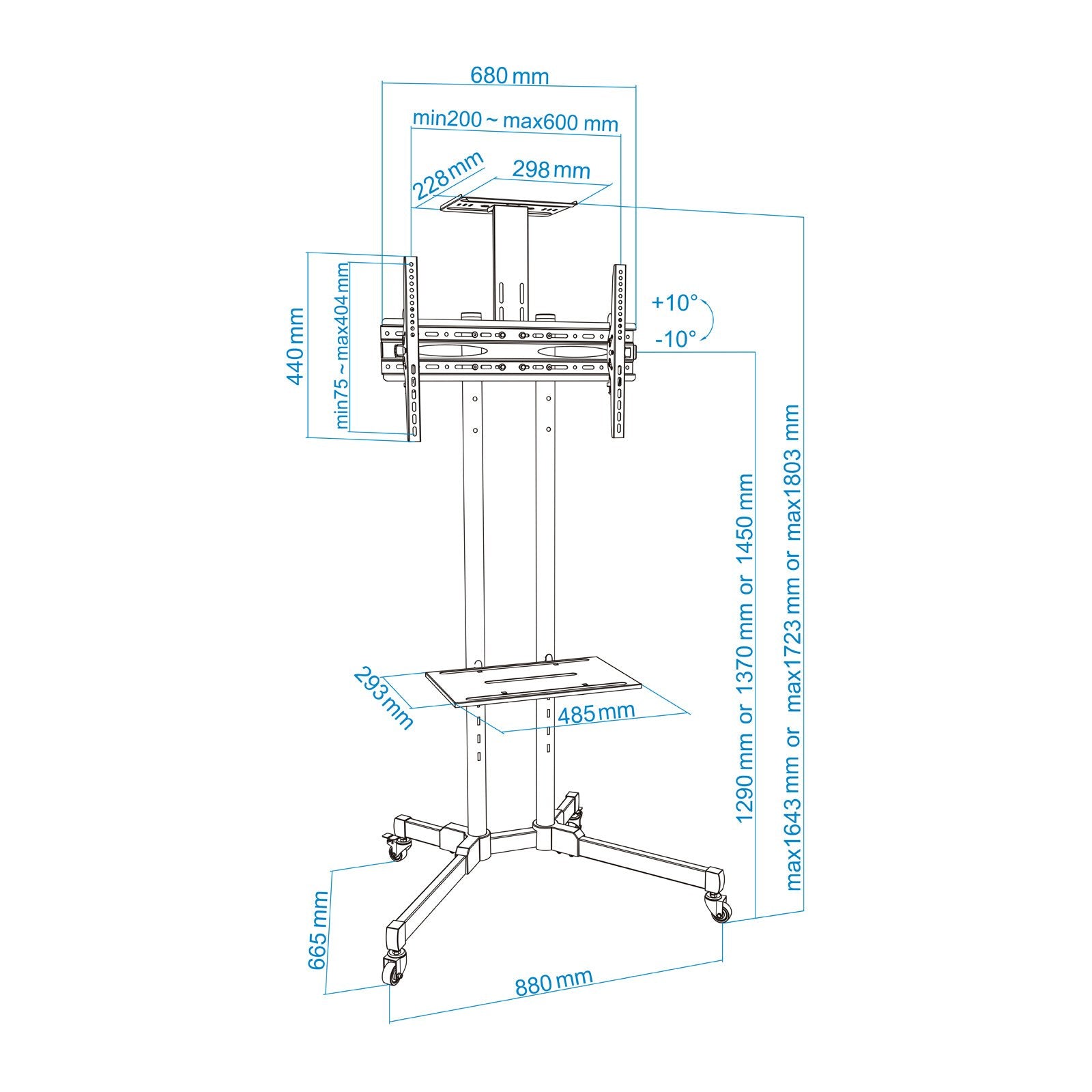 EAN 8433281008229 - TooQ FS1470M-B soporte para pantalla de señalización 177,8 cm (70") Negro imagen 14
