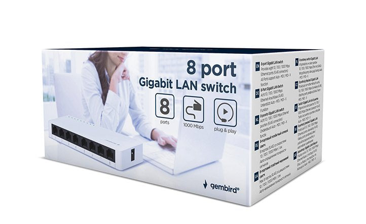 EAN 8716309123020 - Gembird NSW-G8-01 switch No administrado Gigabit Ethernet (10/100/1000) Blanco imagen 3