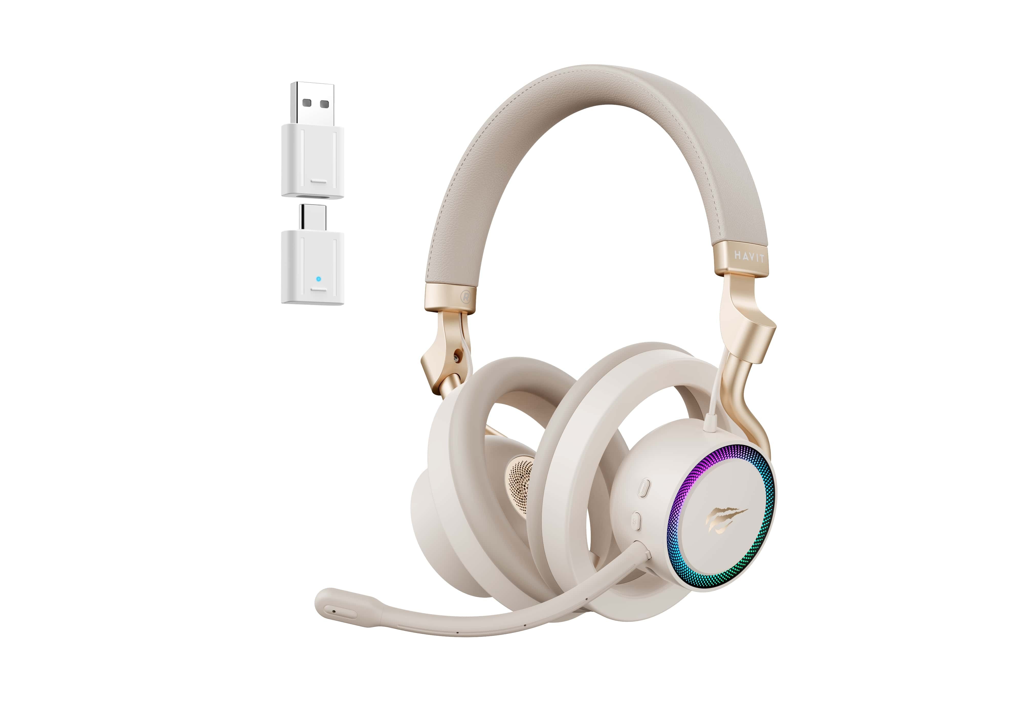 Auriculares Havit Fuxi-H8 Con Cable/Inalámbricos Para Juegos (Dorados)