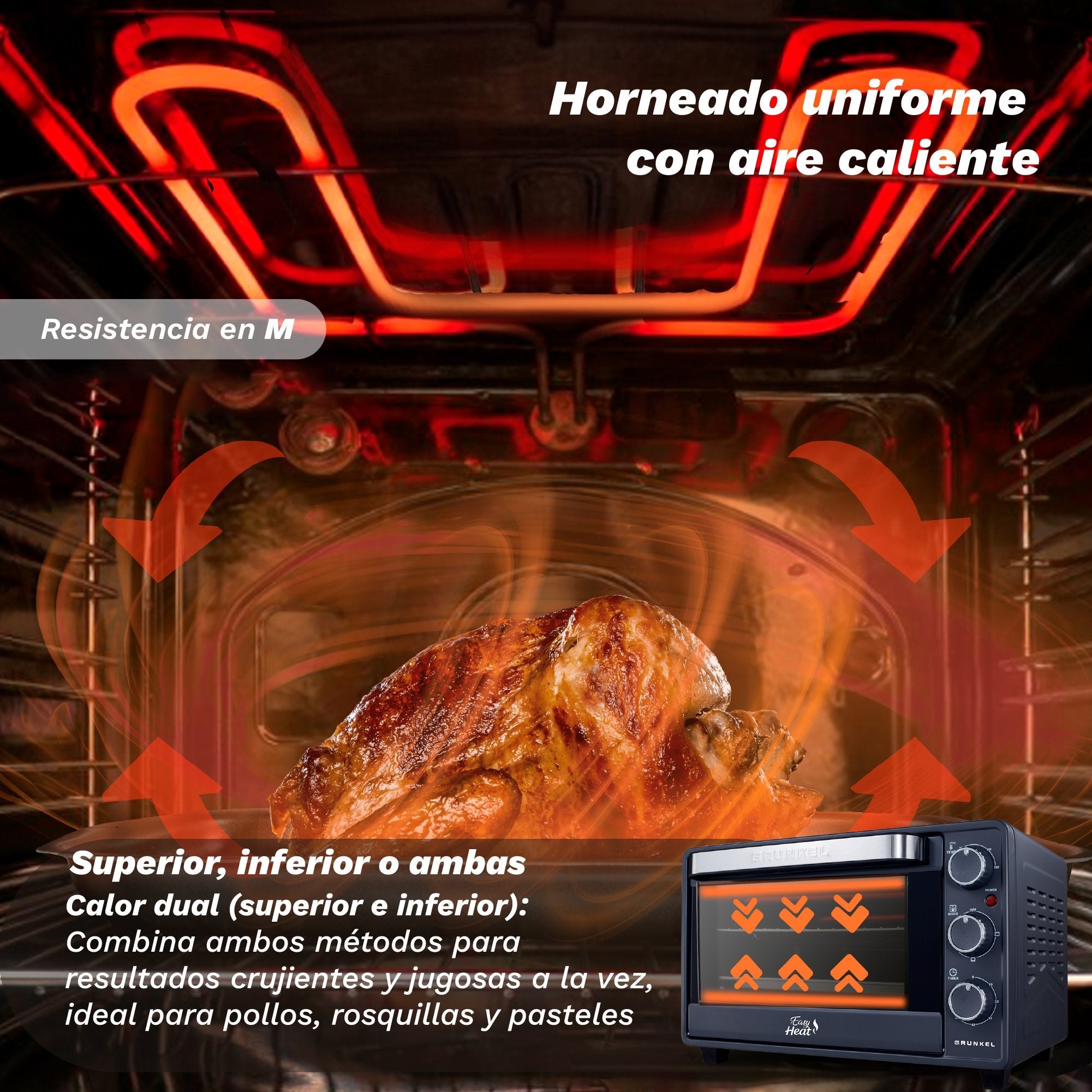 EAN 8426156019239 - Grunkel HR-23EASY horno 23 L 1600 W Negro, Acero inoxidable imagen 5