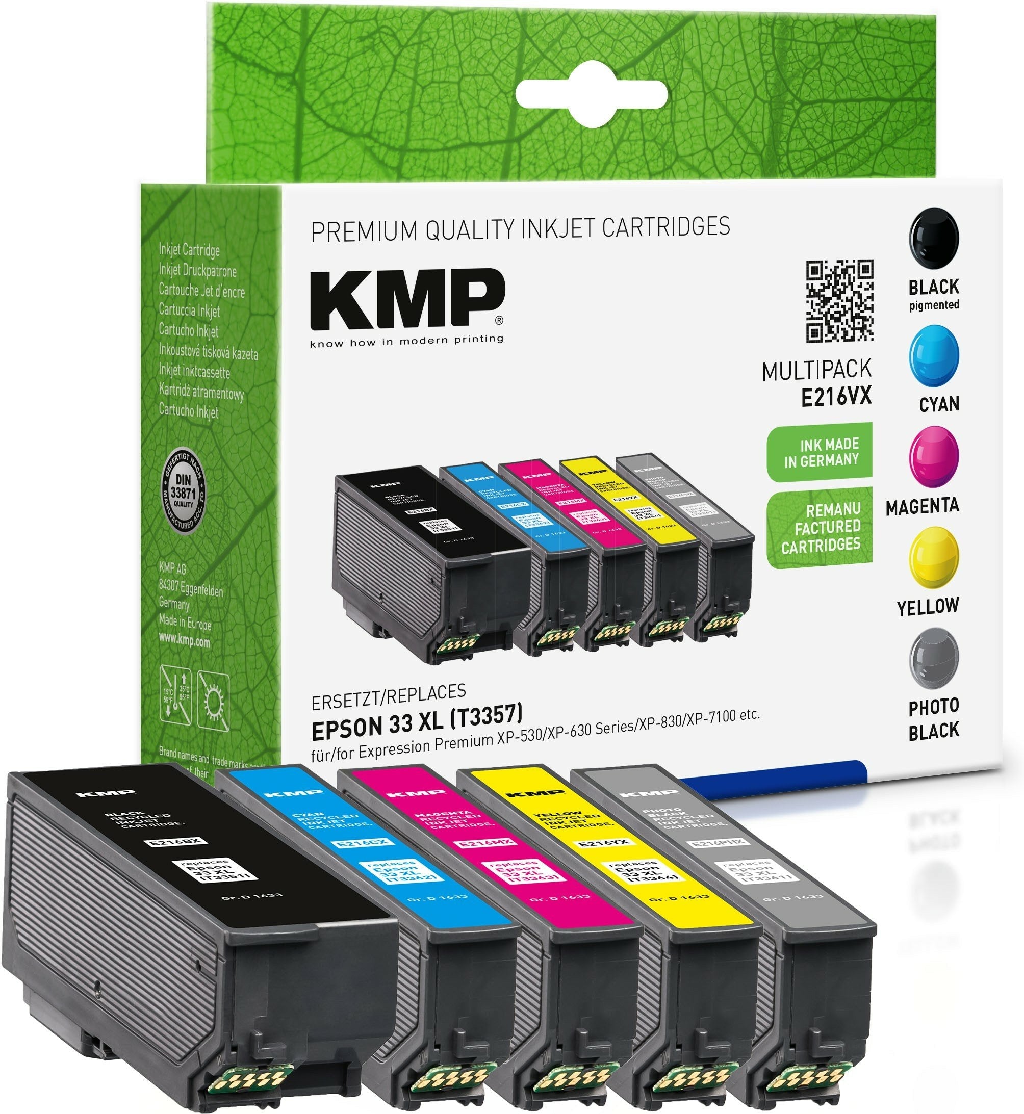 Kmp 1633,4055 Cartucho De Tinta Compatible Foto Negro 33xl