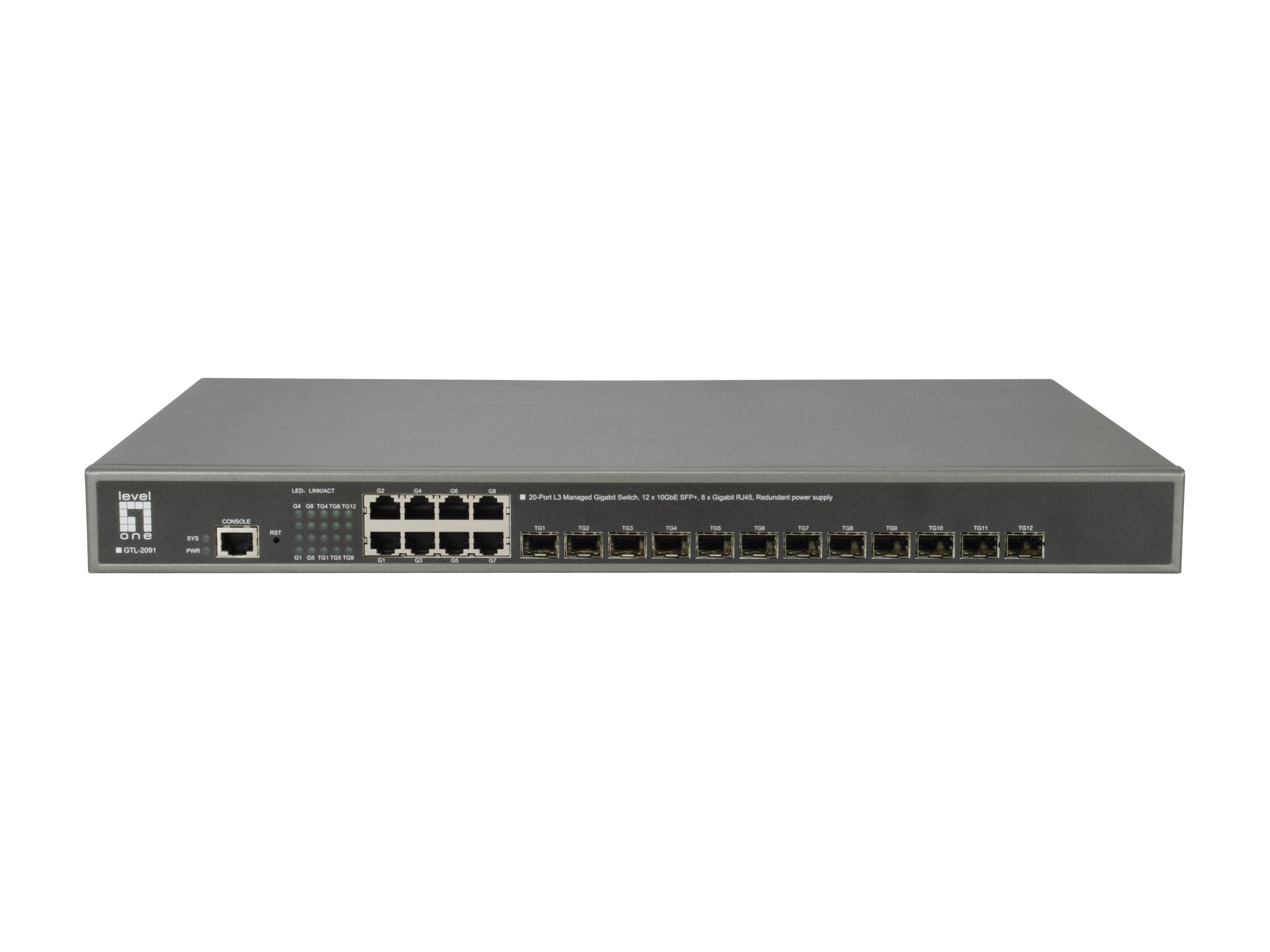 Levelone Switch 8x Ge Gtl-2091 12xgsfp 19"