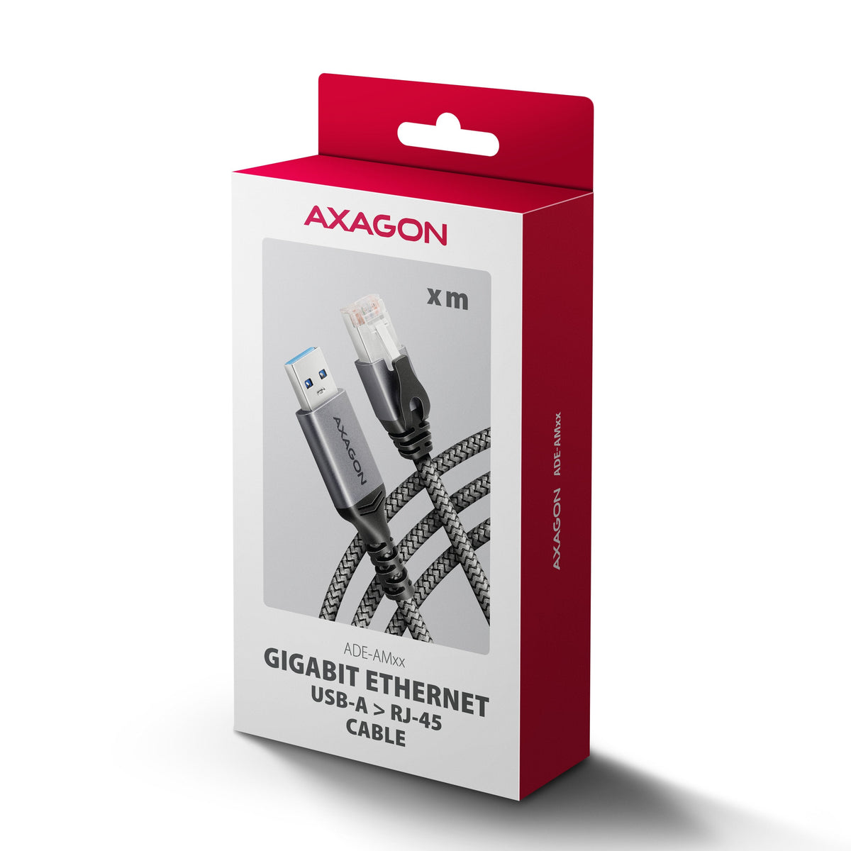 Axagon Ade-Am30 Usb-A 5gbps - Gigabit Ethernet Adapter With Integrated Cat6 Rj-45 Network Cable (3 M), Asix Ax88179b