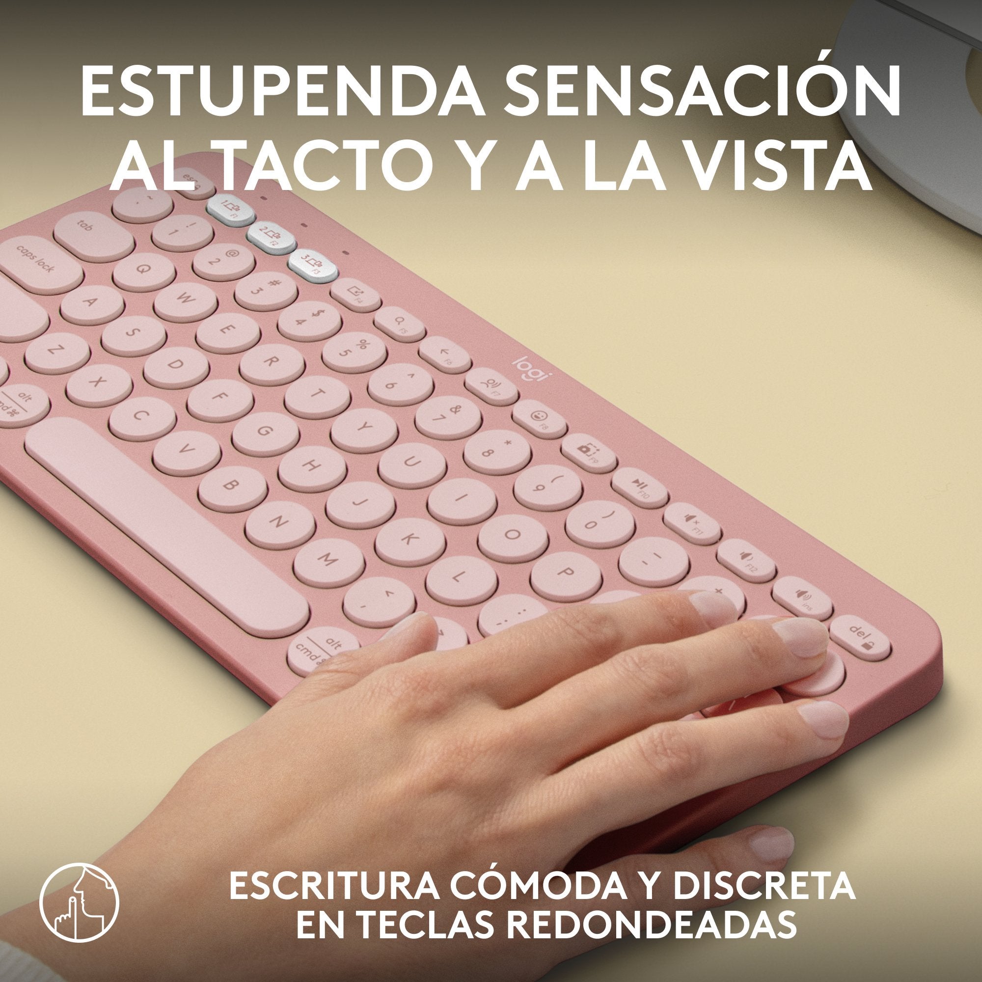 Teclado Español Logitech Pebble Keys 2 K380s Rf Wireless + Bluetooth Qwerty Rosa
